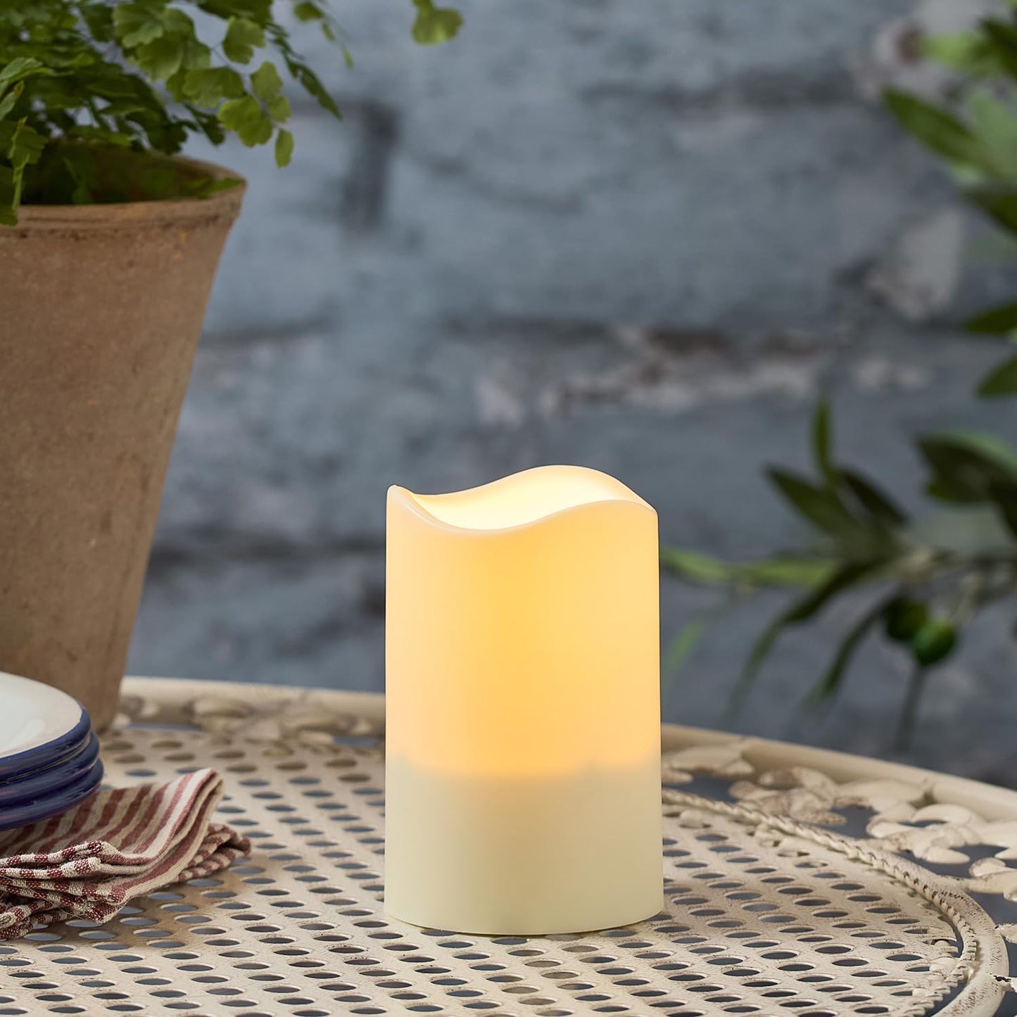 Wasserdichte TruGlow-Solarkerzen, 3 Stück, 3er Set Warmweiss