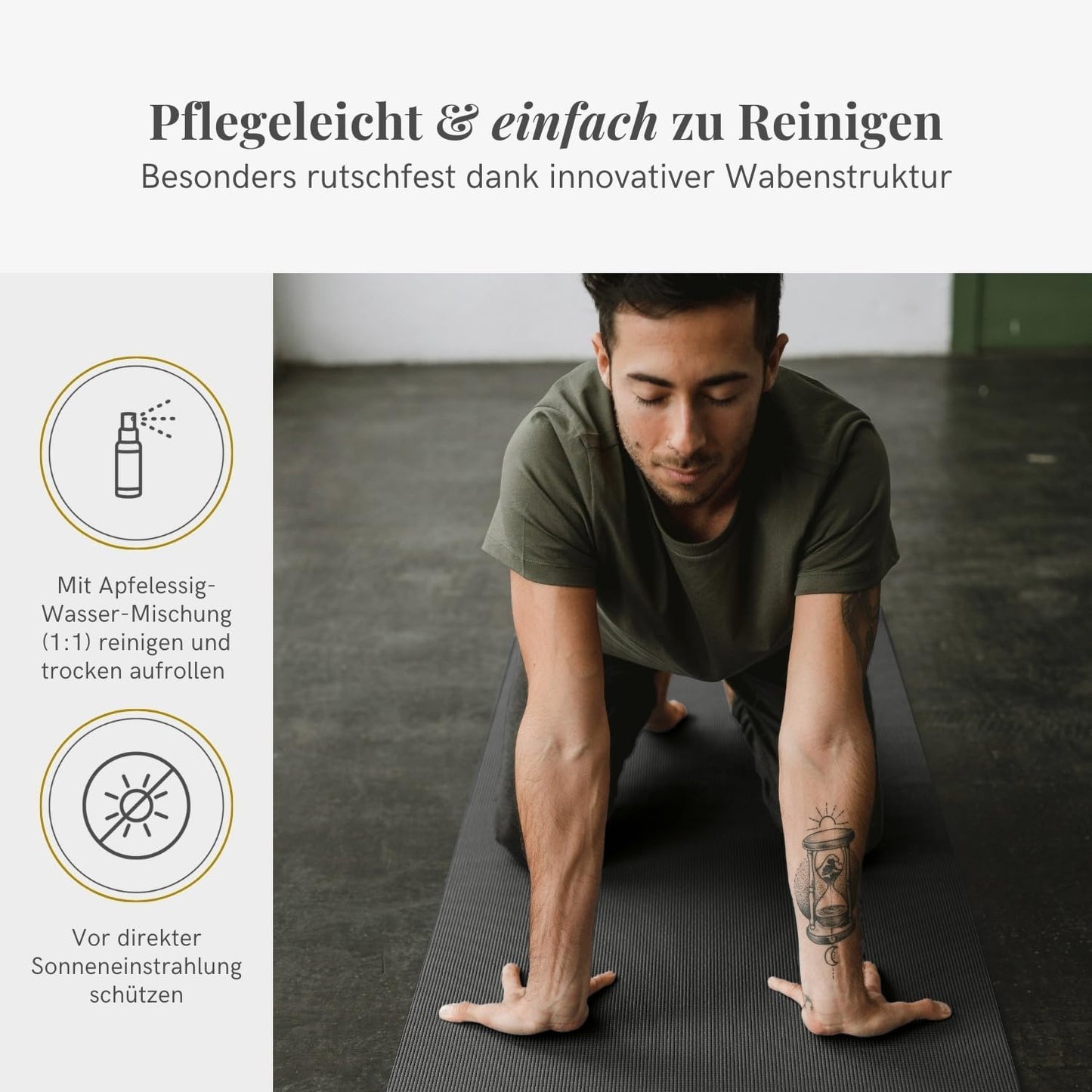 Rutschfeste Yoga- und Fitnessmatte, Anthracit Large