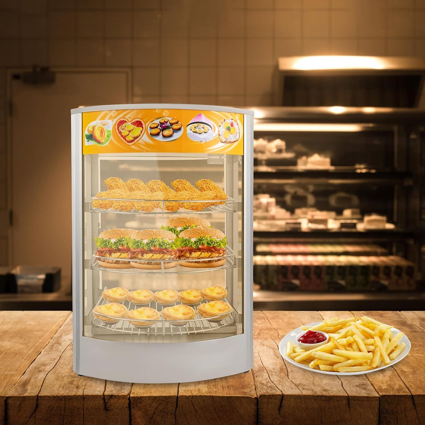Warmhaltevitrine NB-1P, 3 Etagen