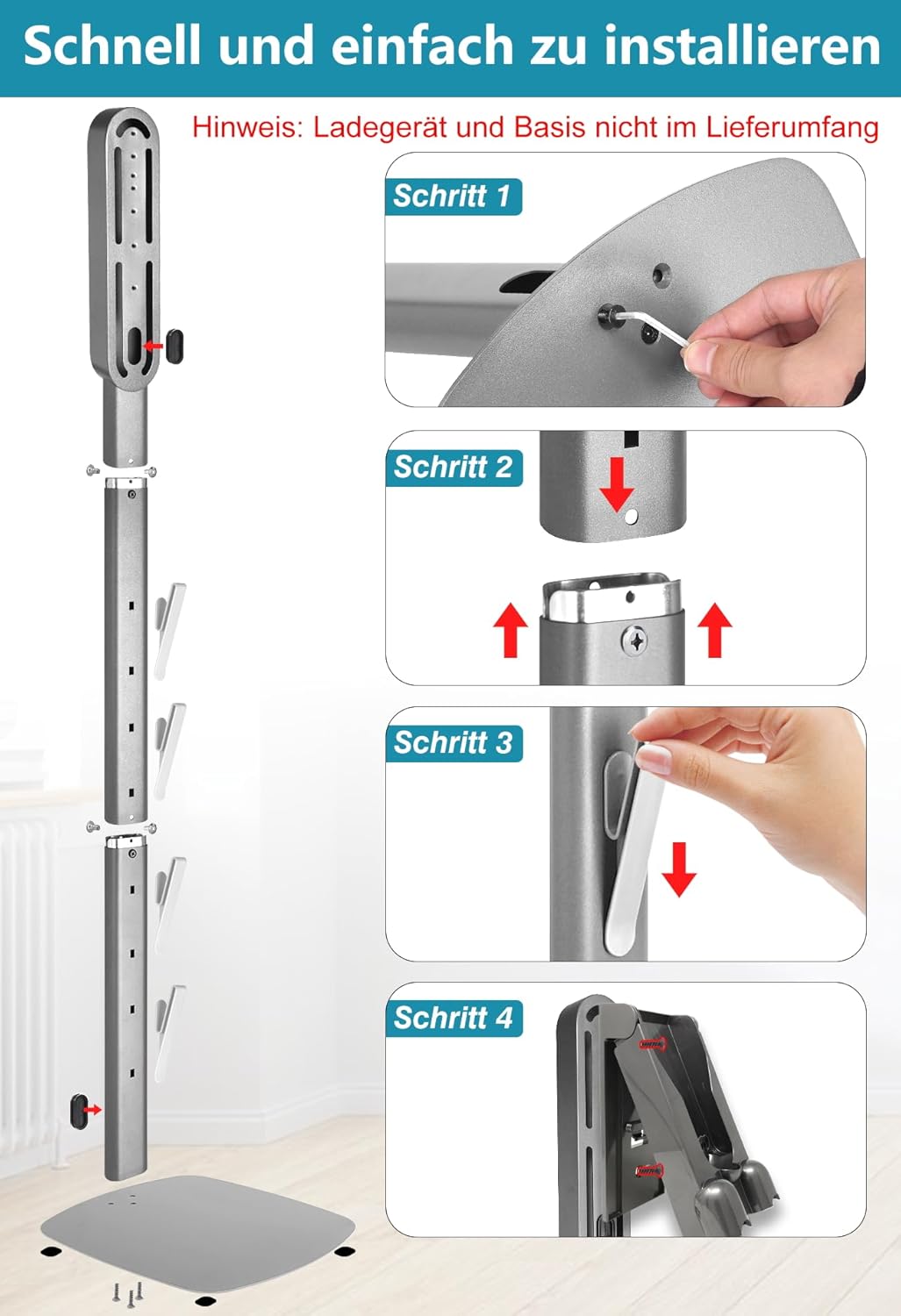 Freistehende Staubsaugerhalterung für Dyson Modelle, Grau