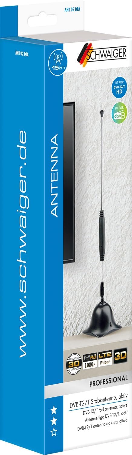 DVBT-2 HD Zimmerantenne, aktive DVB-T2-Stabantenne, Stab Verstärker