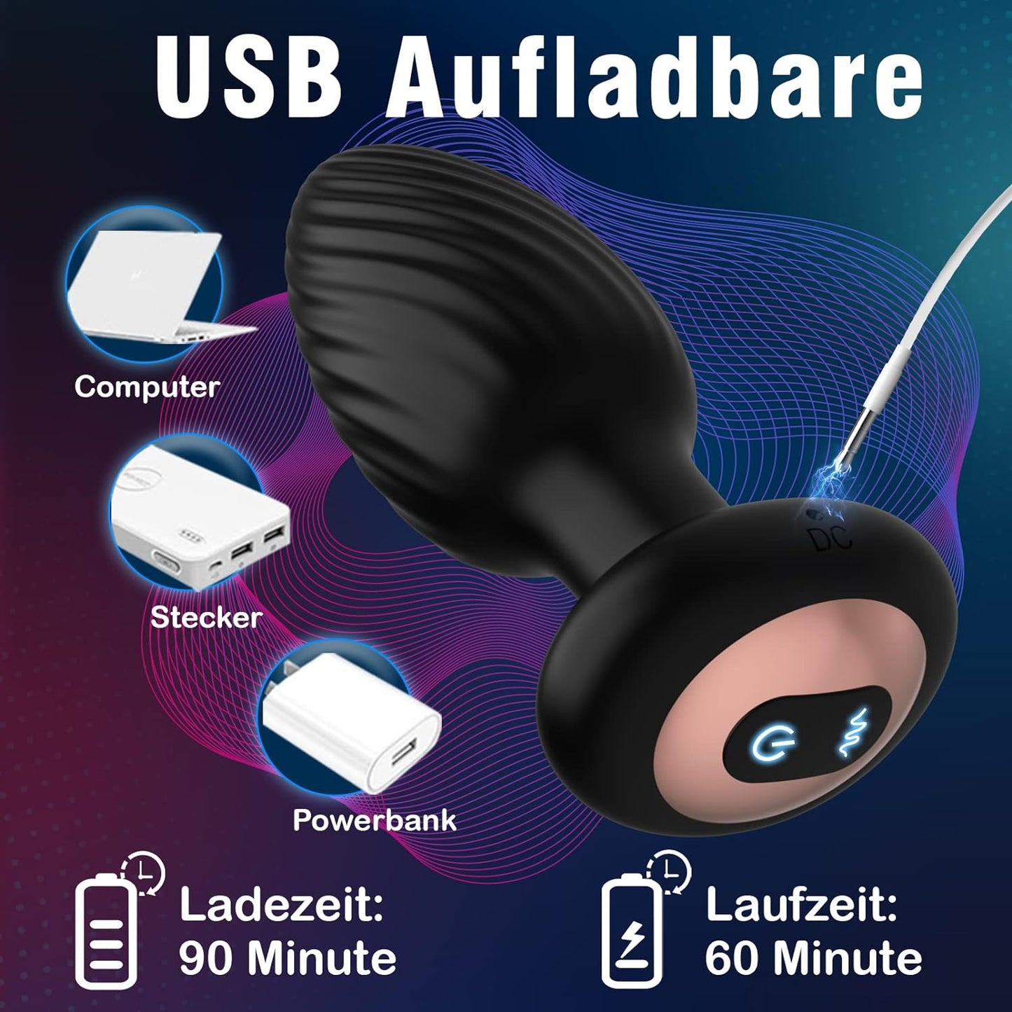 Rotierender Analplug, Schwarz