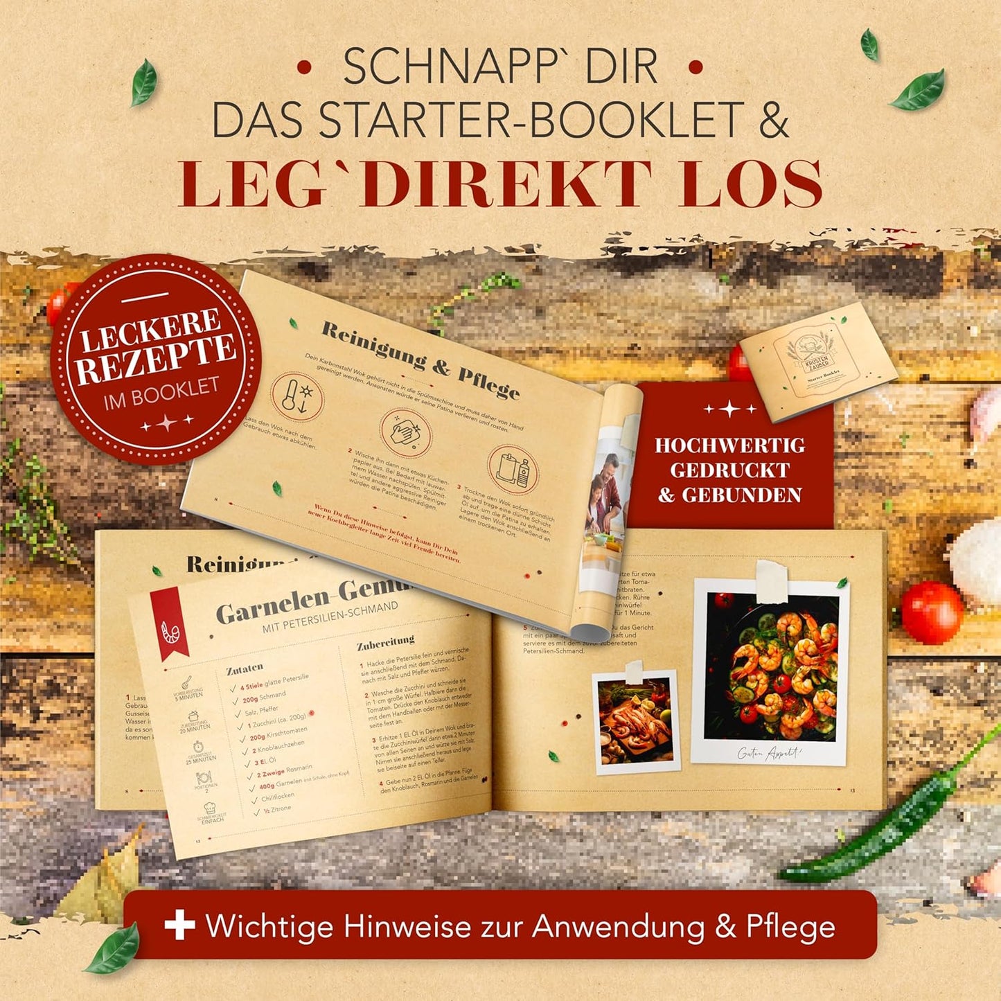 Wokpfanne mit Wokkelle, Induktionsgeeignet, 36cm Gusseisen