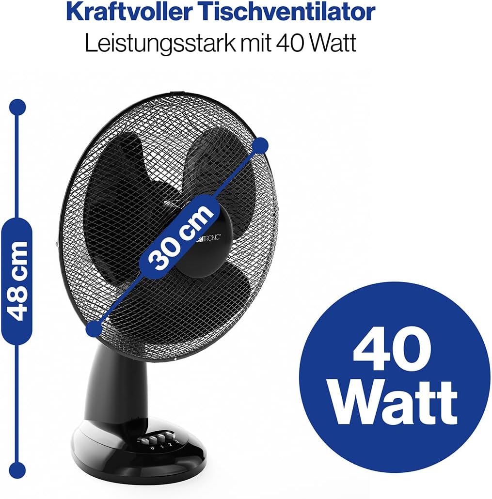 Tischventilator mit Schwenkfunktion, Schwarz