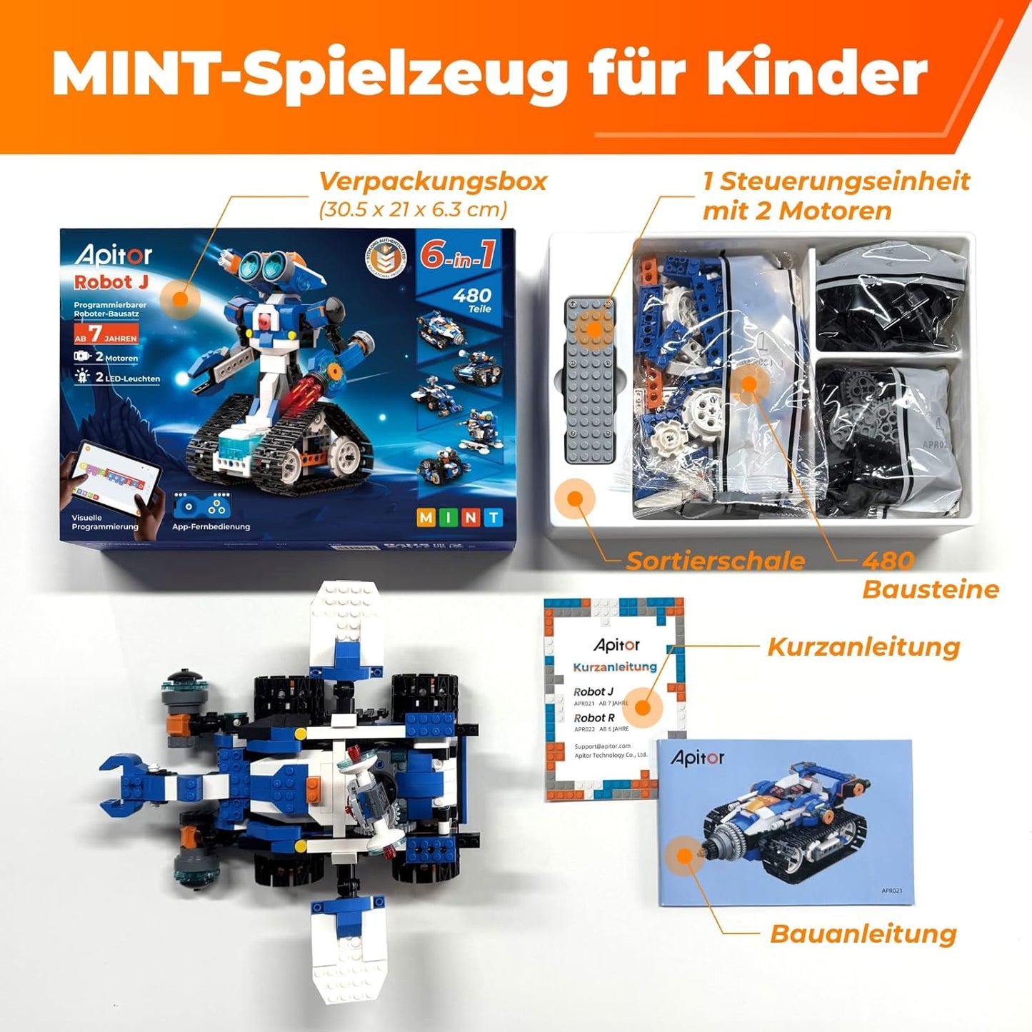 Programmierbarer Roboter-Bausatz für Kinder, Robot J(Storage)