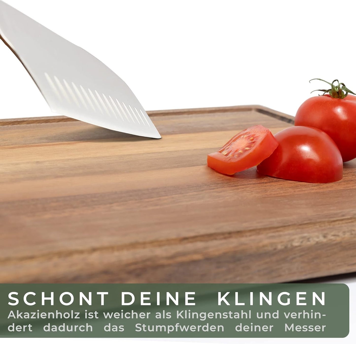 3-teiliges Schneidebrett-Set mit Brettständer, 3 Bretter Akazie