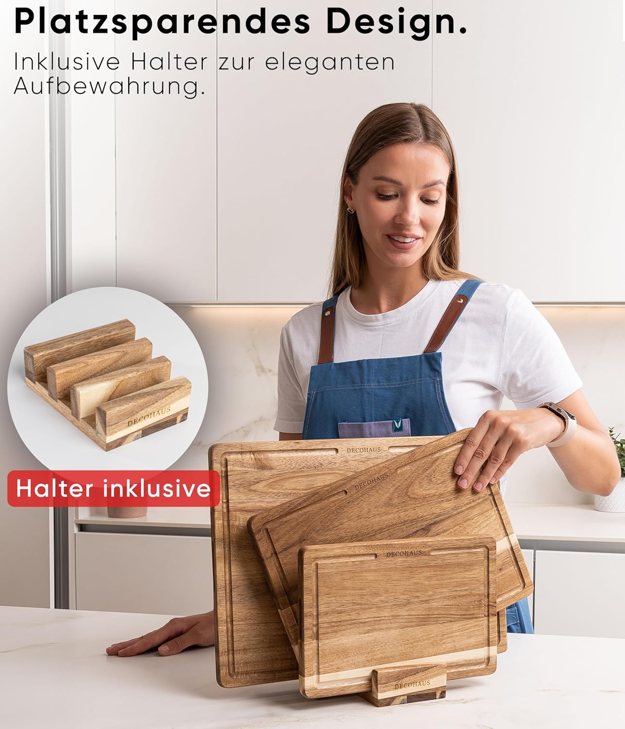 Holzschneidebrett-Set, 3er Set, Akazienholz