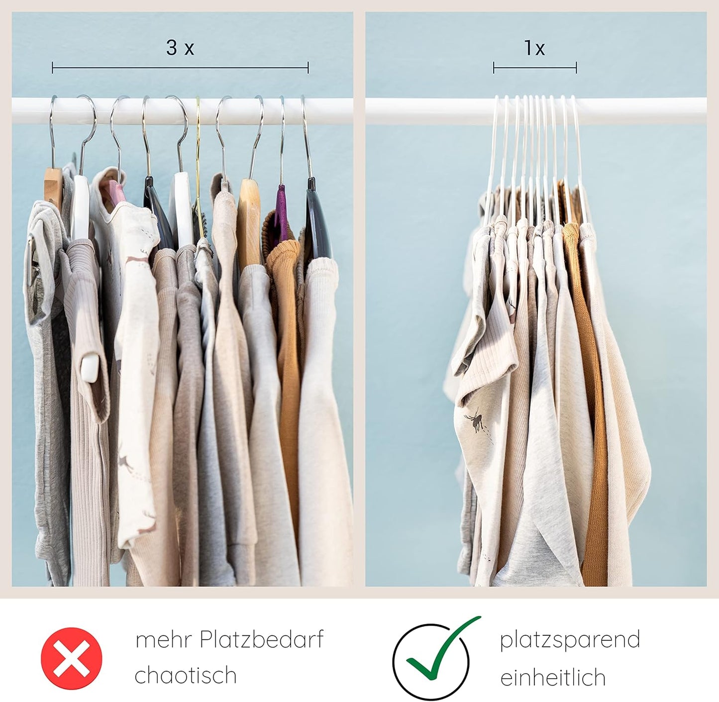 20er-Set Kinder-Kleiderbügel, Kids Blau (Pastell Matt)