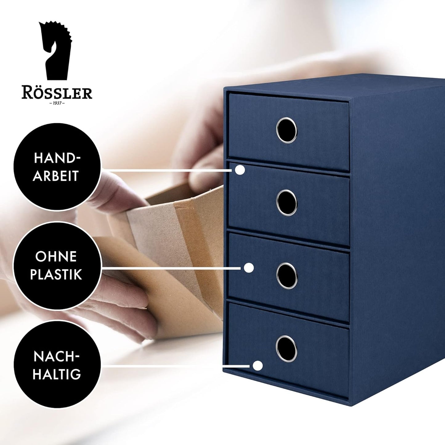 Schubladenbox mit 4 Schubladen, Navy