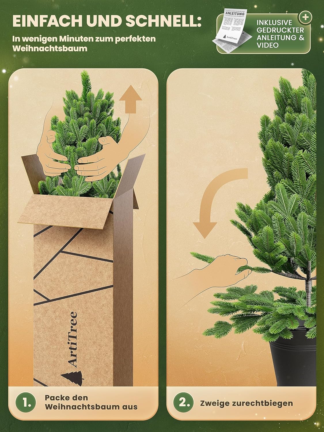 Künstlicher Weihnachtsbaum im Topf, Ohne Beleuchtung, 80 cm