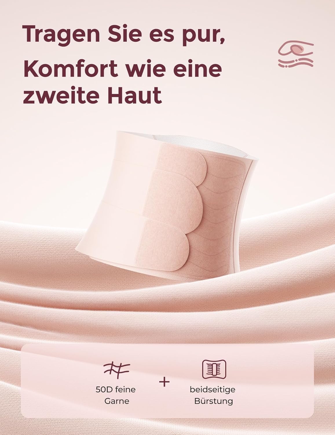 Postpartum Bauchgurt mit 3D-Kompression & Rückstütze, XL Kurz-Hautrosa