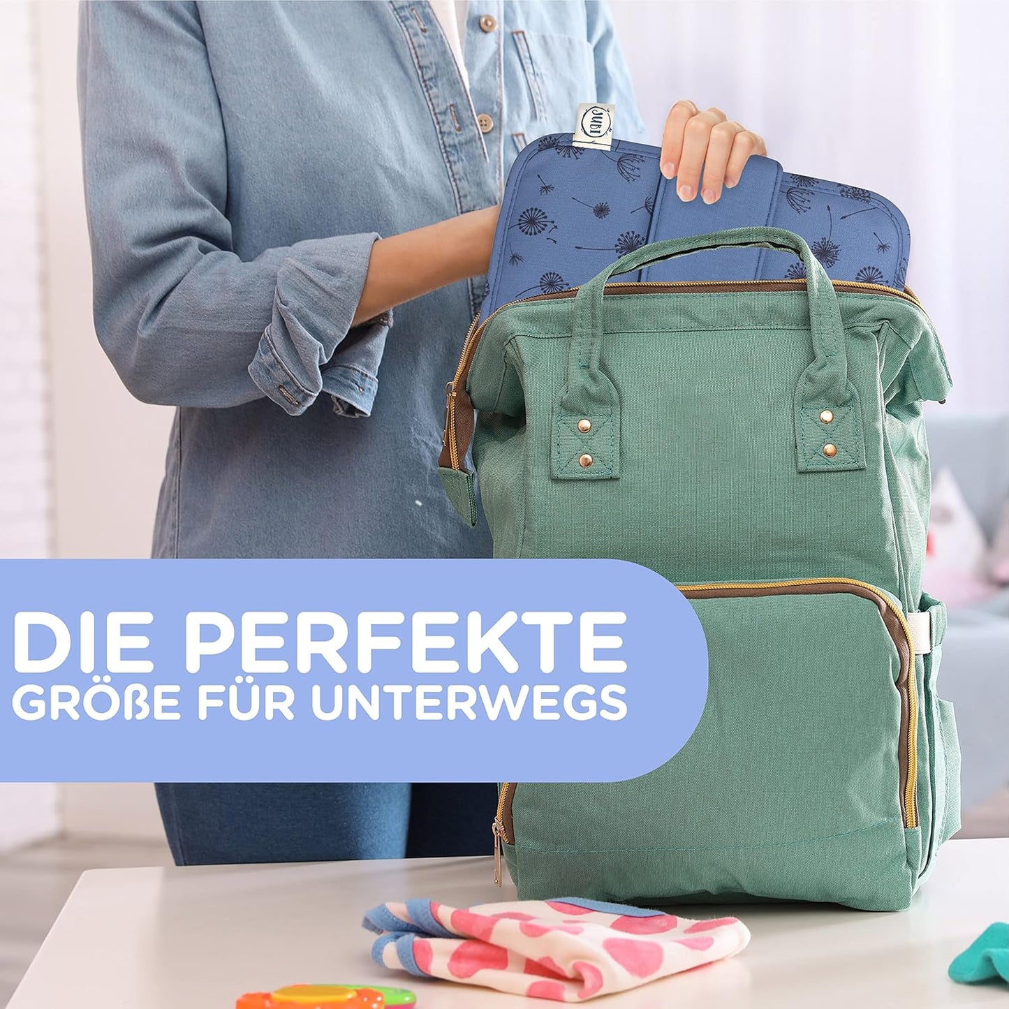 Windeltasche mit Wickelunterlage für unterwegs, Blau