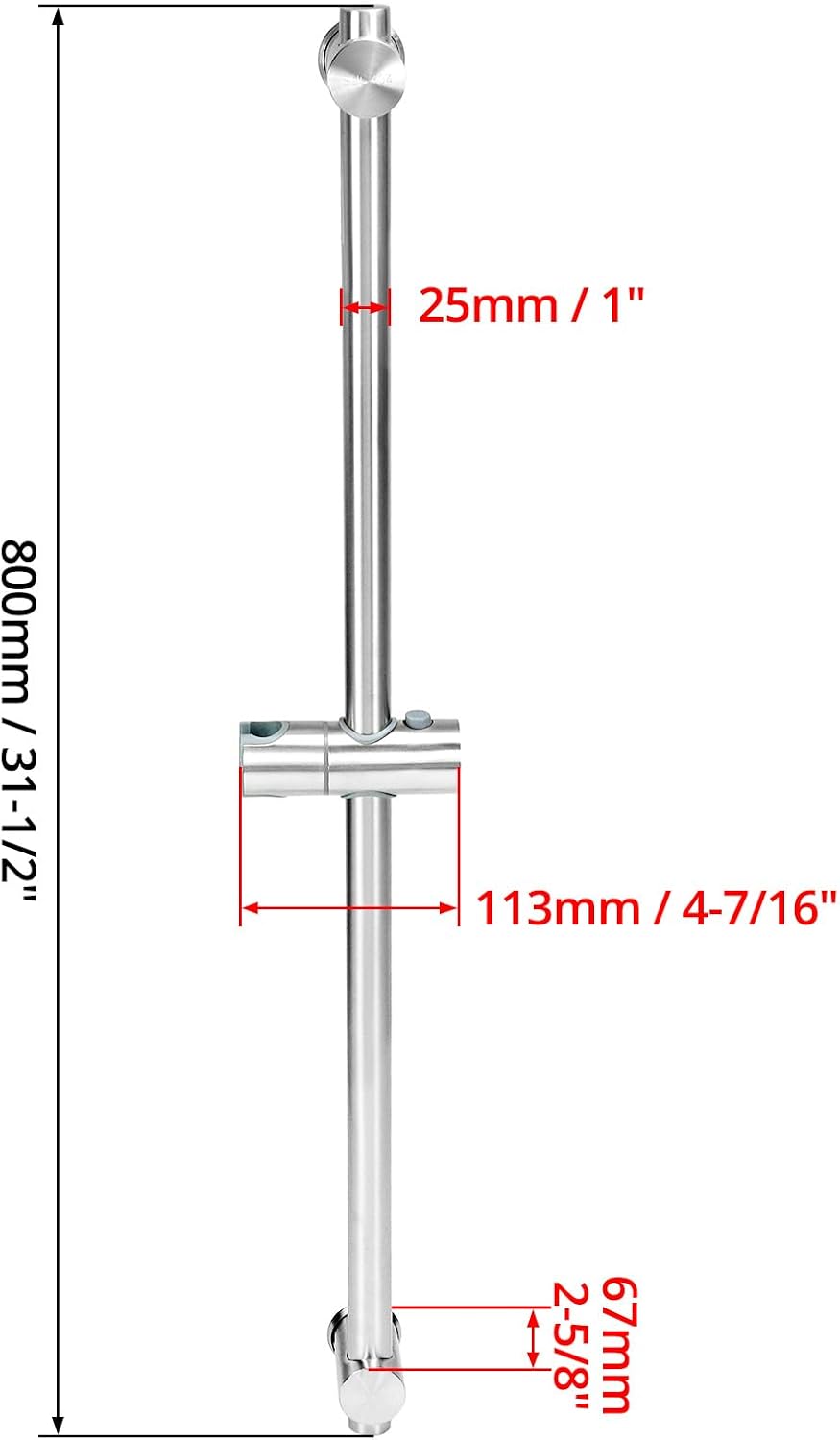Duschstange mit verstellbarer Halterung, 80 cm Silber