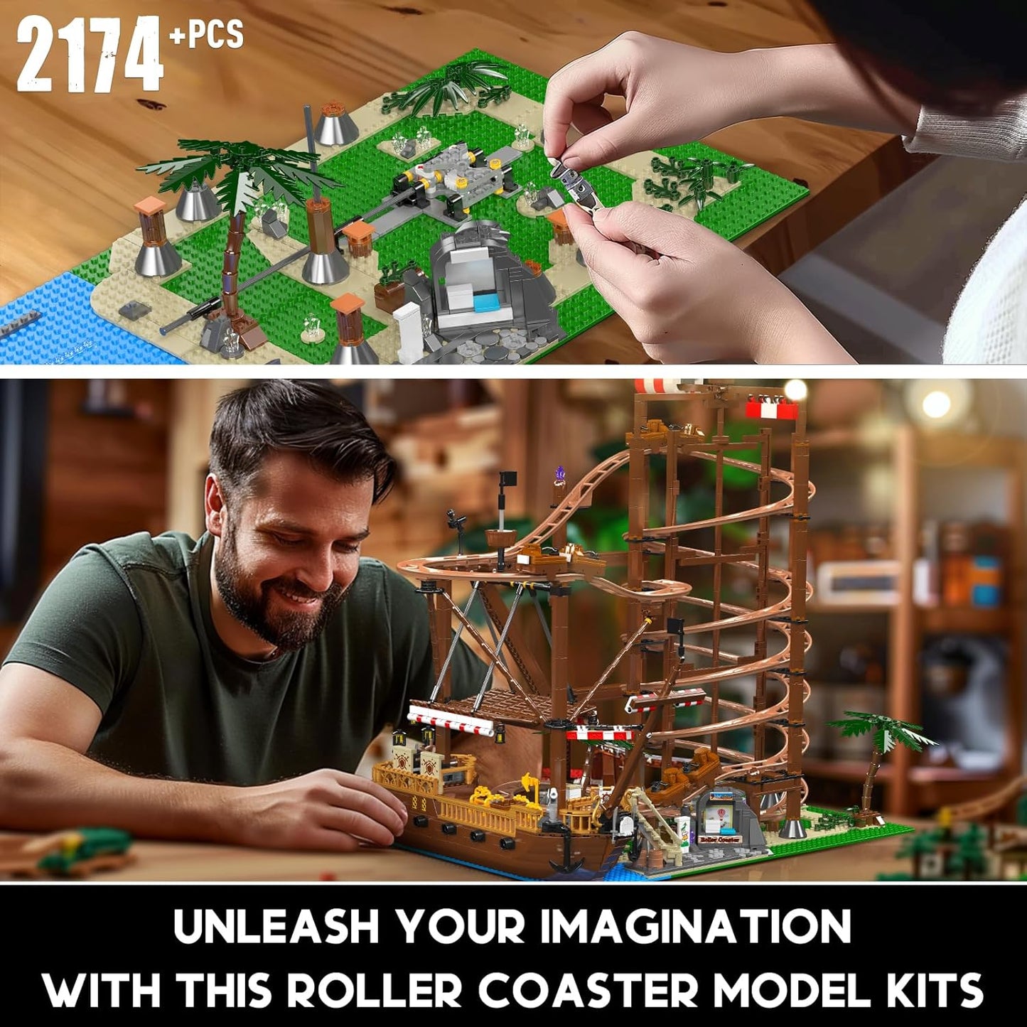 11013 MOC Double Helix Roller Coaster - Pirate Ship Themed, Achterbahn