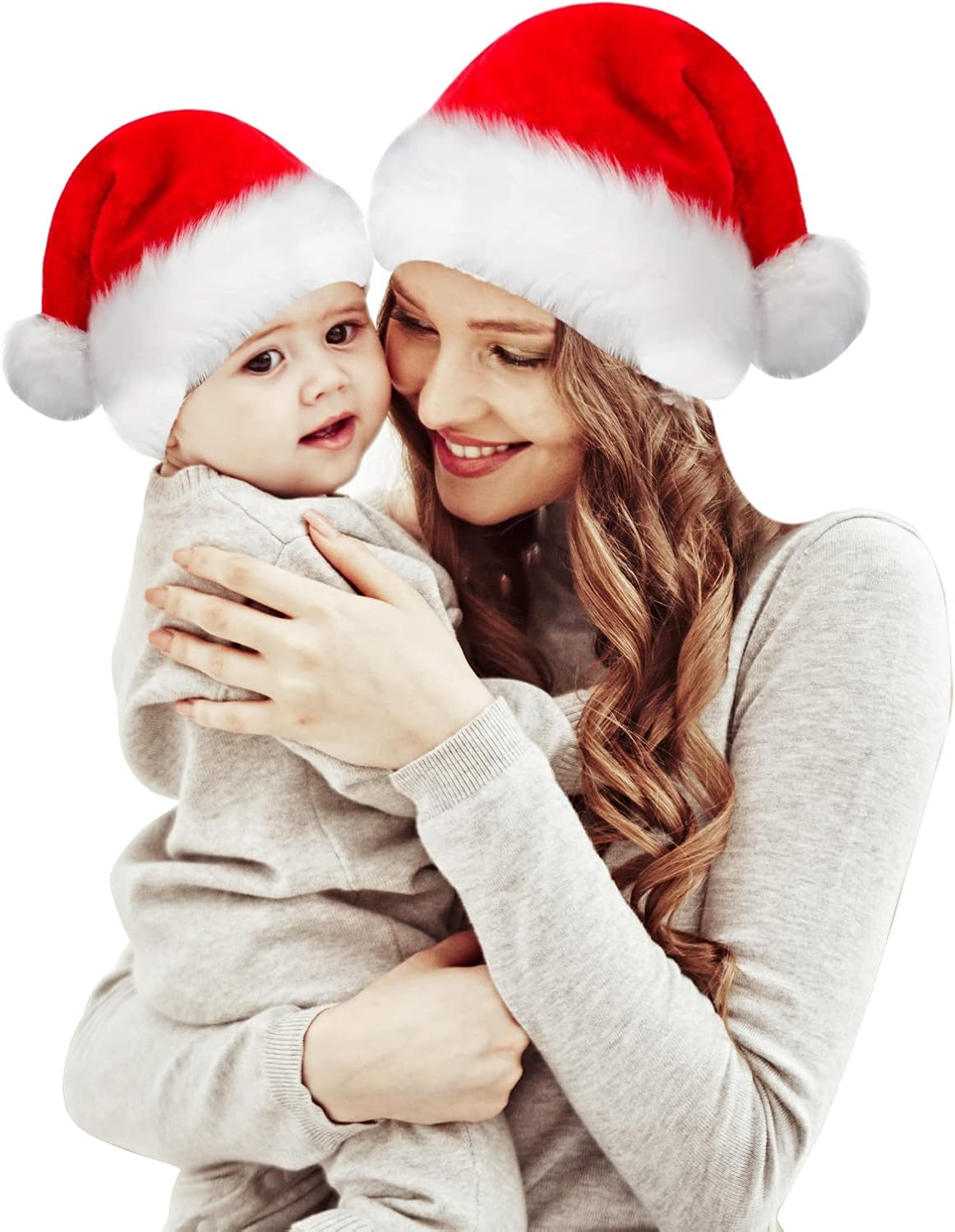 3-teiliges Weihnachtsmannmützen-Set für Kinder & Erwachsene