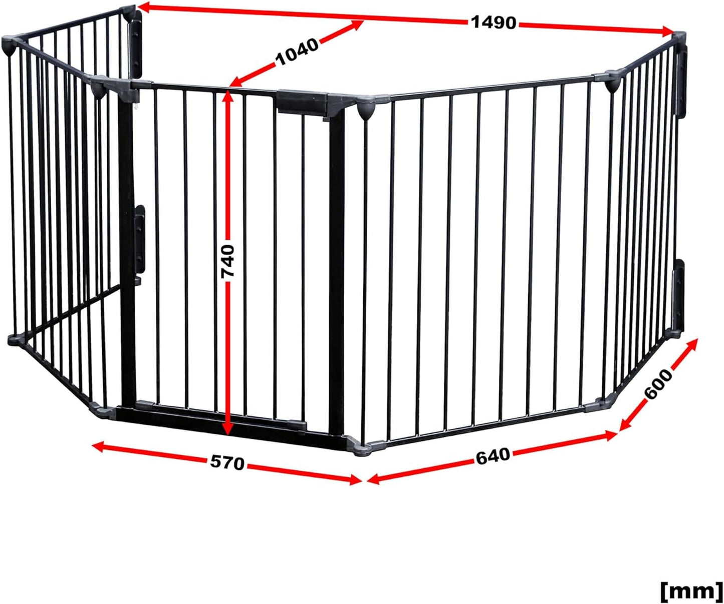 Kaminschutzgitter XL, Schwarz ; 3100 x 650 x 750 mm