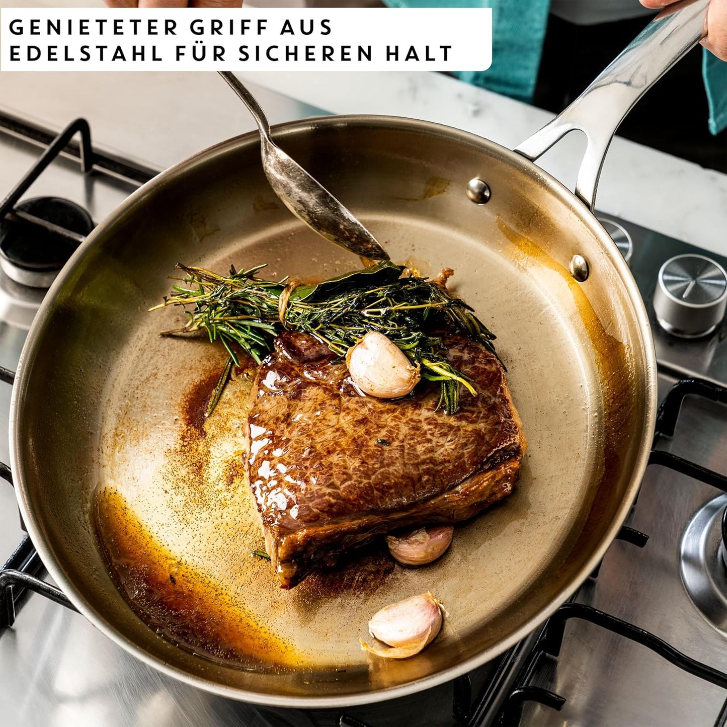Cook Smart Bratpfanne, 28 cm Fry Pan Uncoated Edelstahl