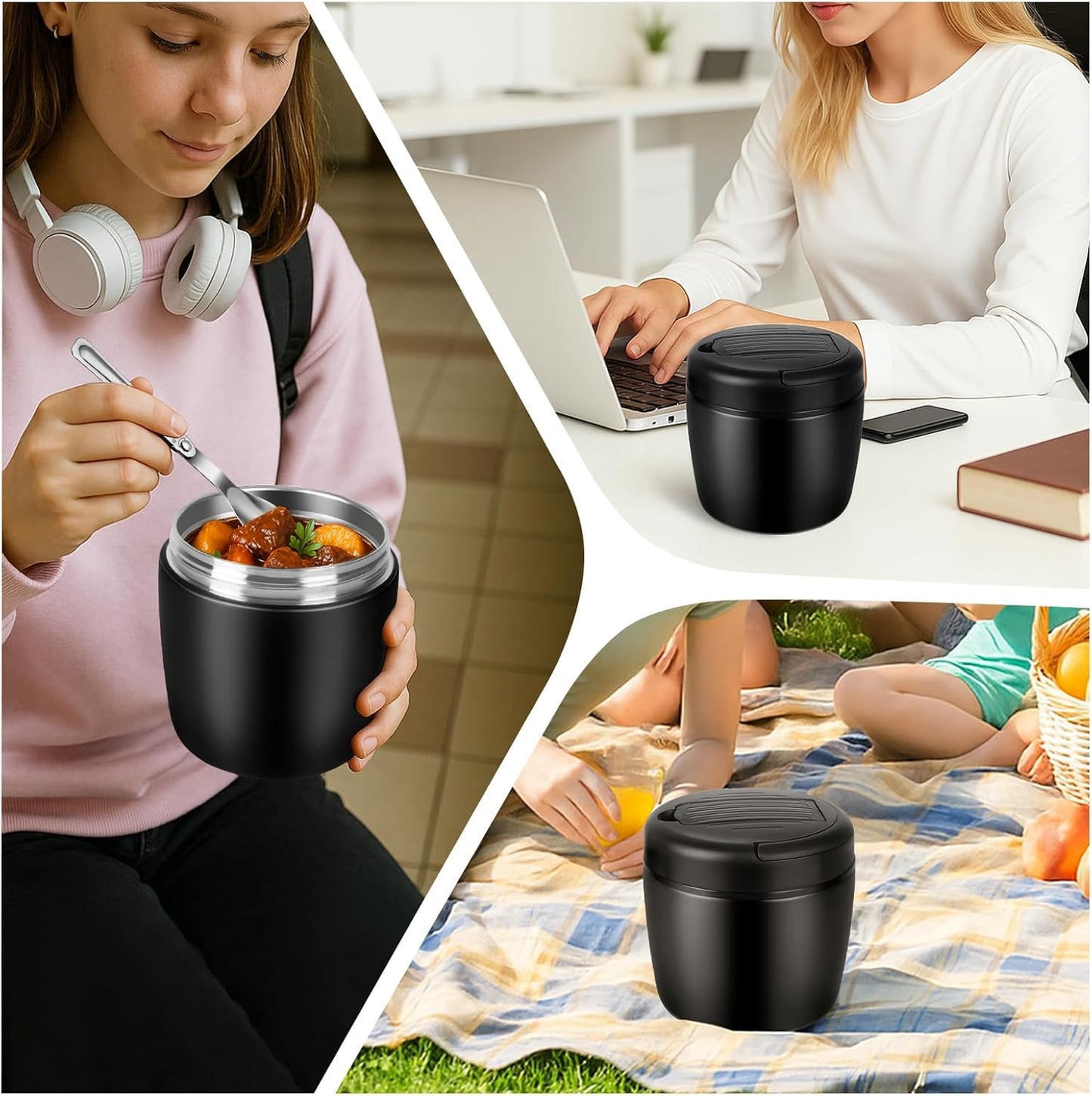 Auslaufsichere Thermobehälter, Schwarz