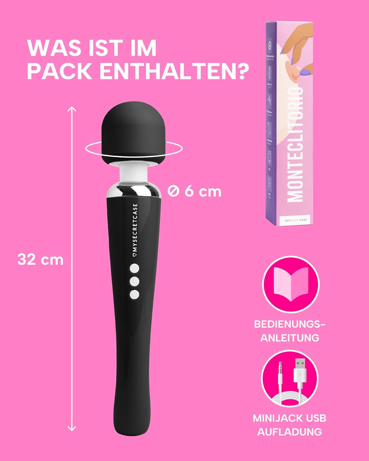 Magic Wand Starker Vibrator für Frauen, Monte Clitorio