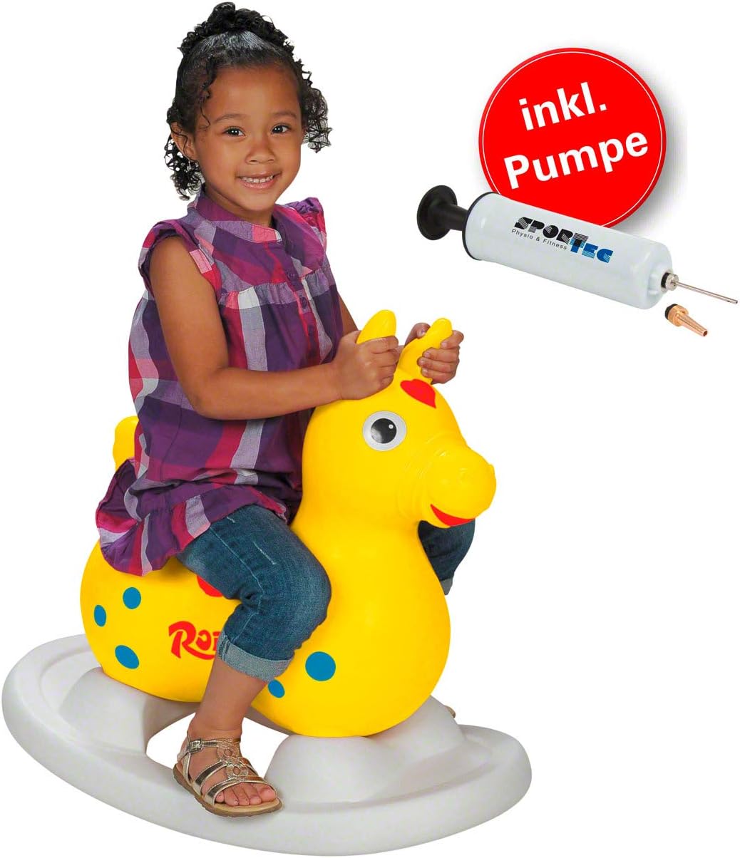 Rock’n’Rody Hüpf- & Schaukelpferd mit Pumpe, Gelb