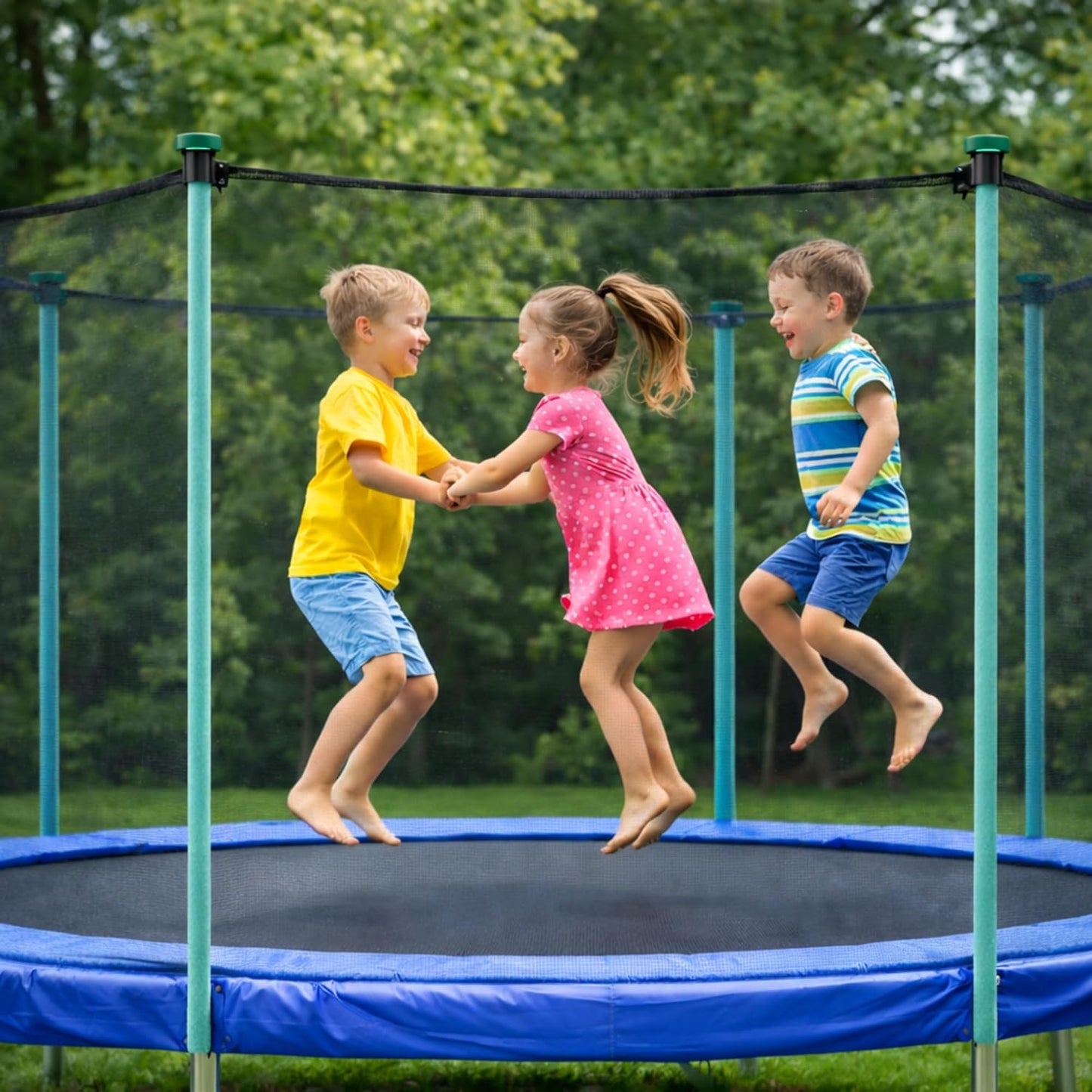 Trampolin Stangenschutz-Set, Grün mit Stangen Kappen