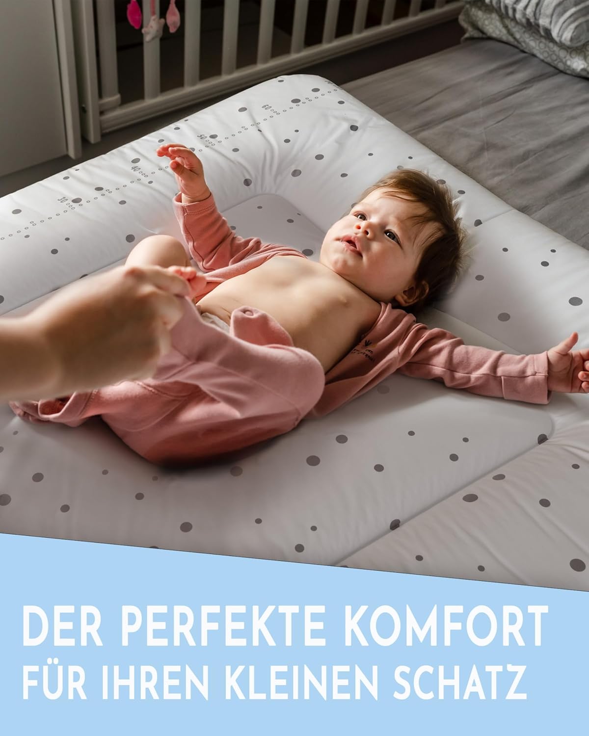 Wickeltischauflage Punkte-Design, 85 x 72 cm, 85x72 cm (1er Pack) Punkte weiß-anthrazit