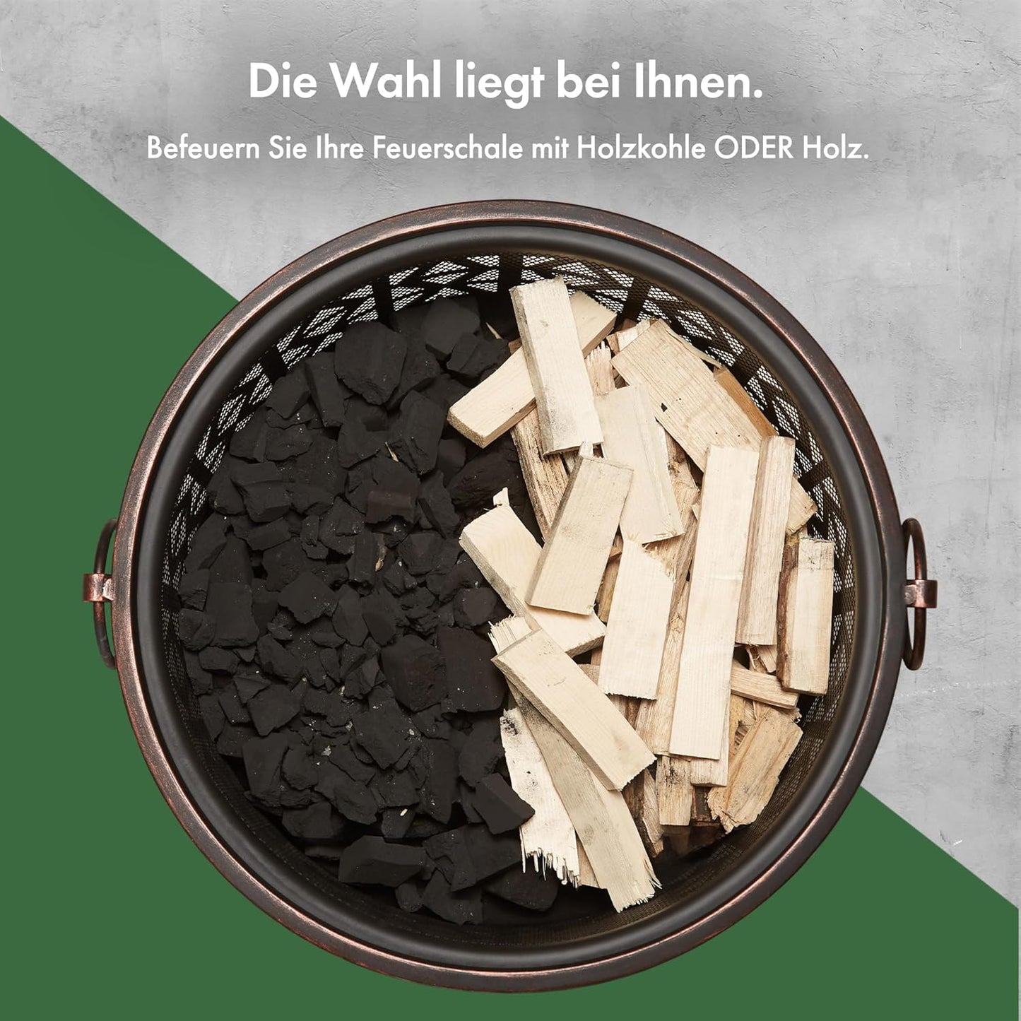 Feuerstelle tragbar für Garten & Terrasse, Braun mit Geometrischem Design