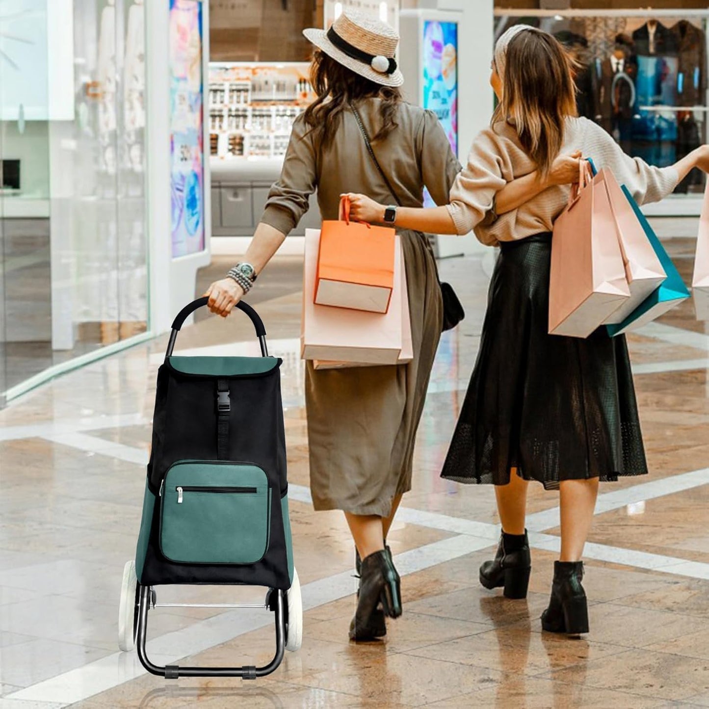 Klappbarer Einkaufstrolley mit Treppensteiger-Funktion, Grün