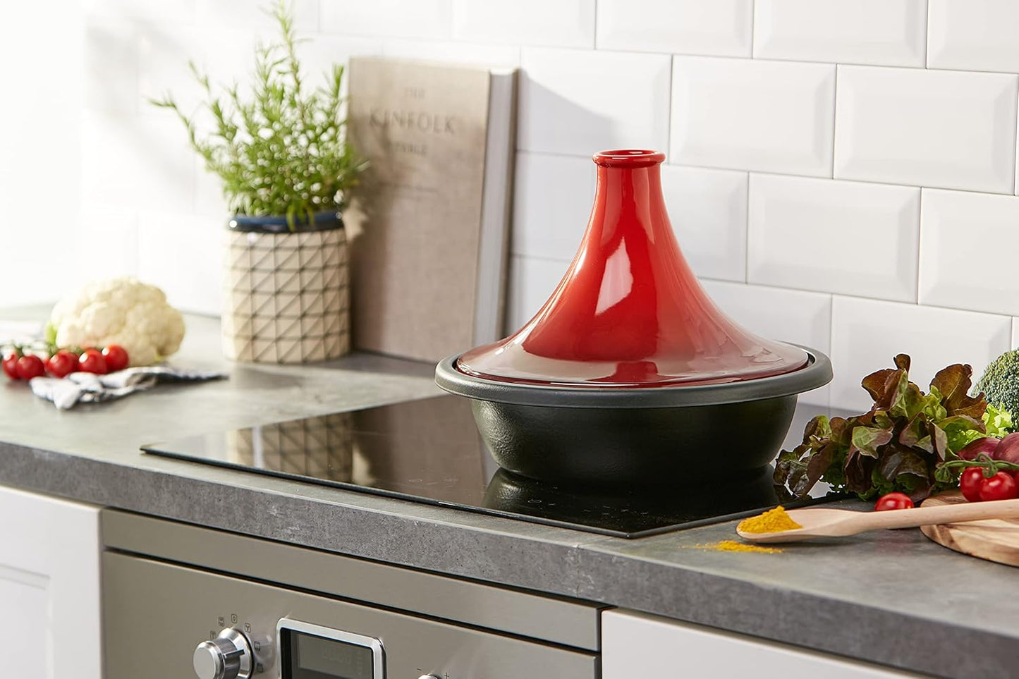 Gusseisen-Tagine, Kirschrot 31 cm