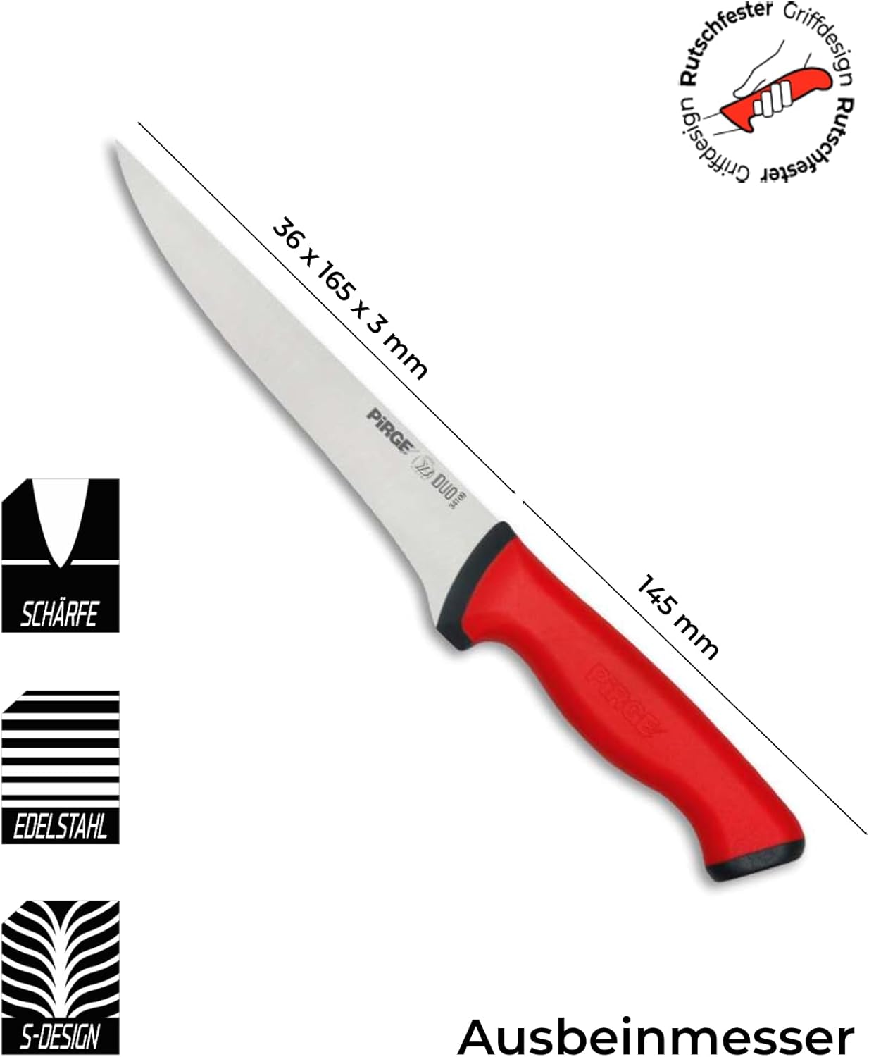 Duo Ausbeinmesser Set, 12,5 cm & 16,5 cm Rot