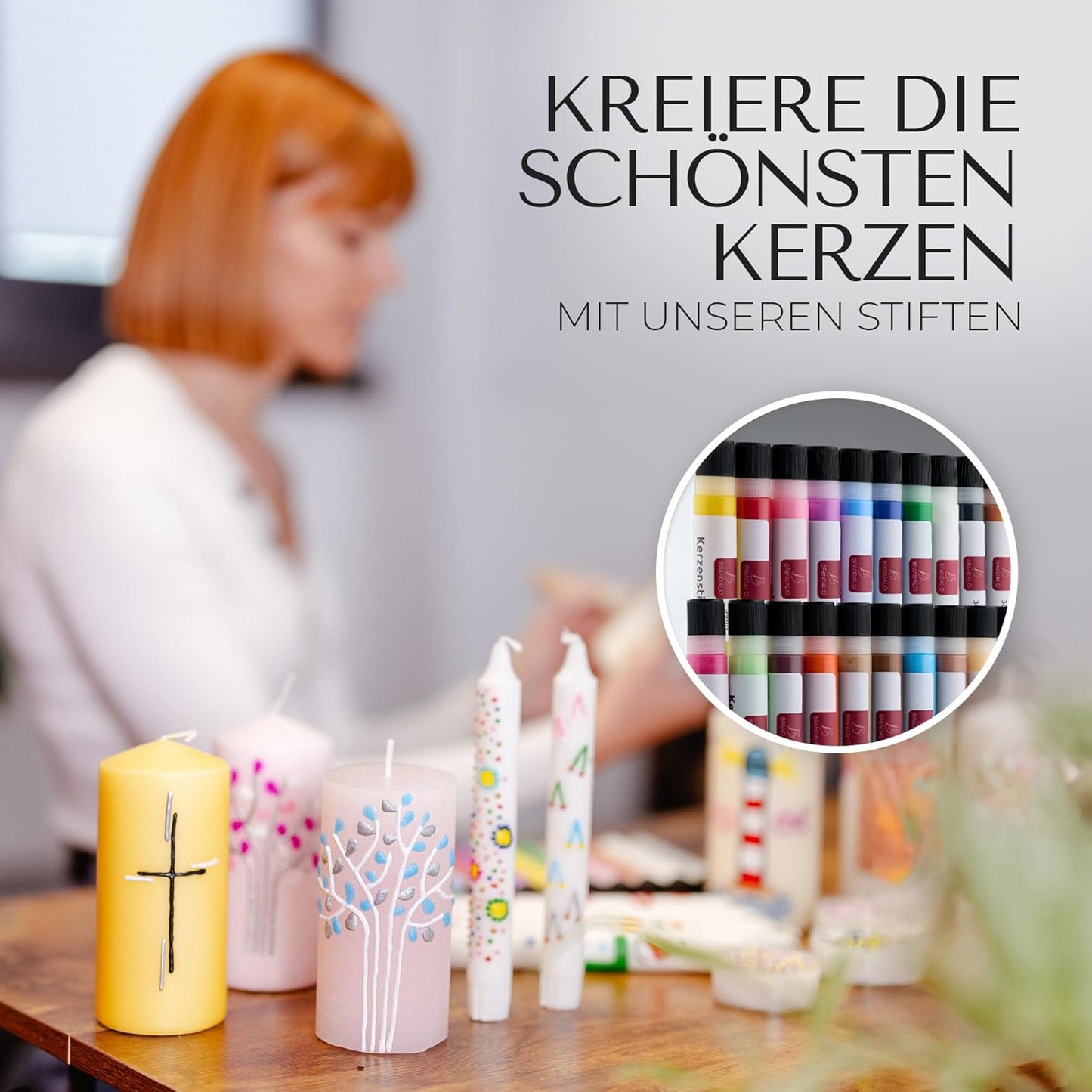 24er- Set Kerzenstifte für Kerzendekoration, 24 leuchtende Farben á 30ml