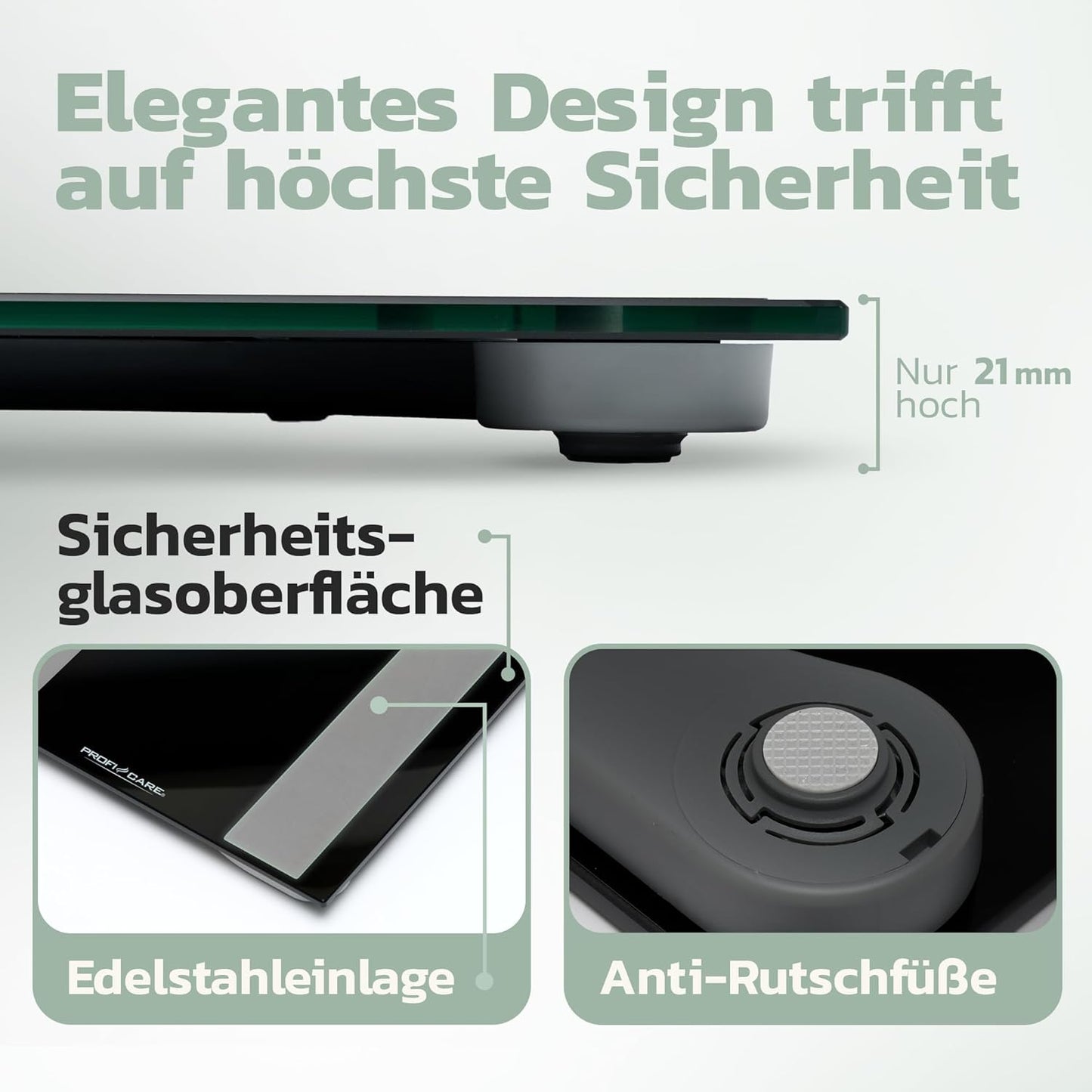 8-in-1 Glas-Personenwaage mit Körperfettanalyse, Schwarz