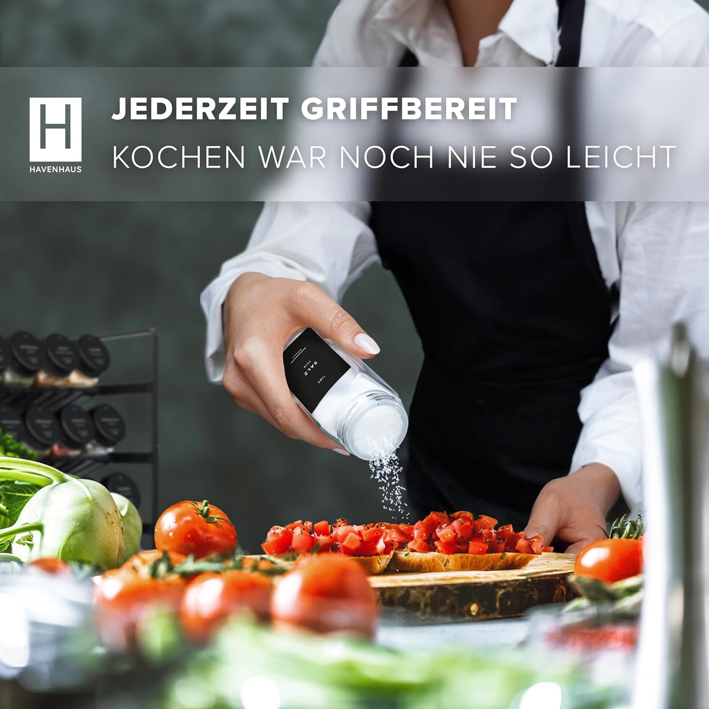 24er Gewürzgläser Set, 24 Gewürzgläser Schwarz