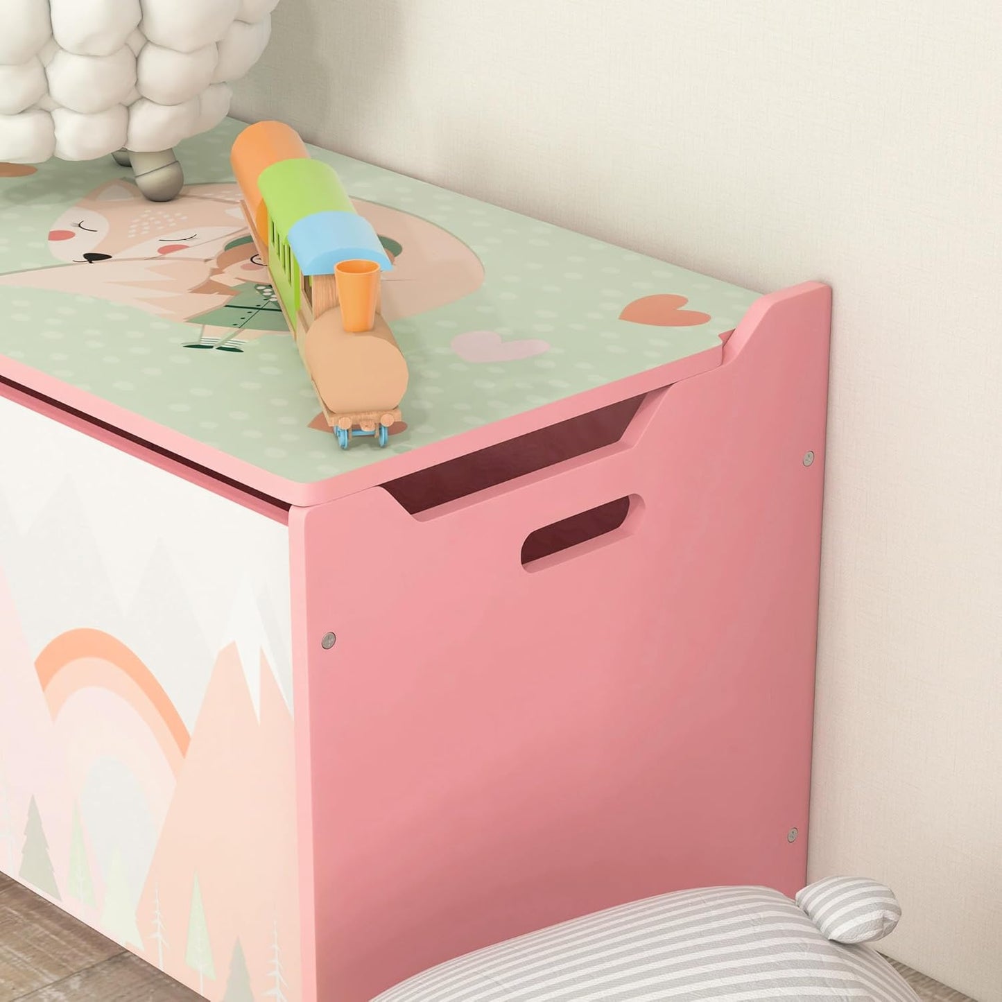 Spielzeugkiste mit Sicherheitsscharnier, Rosa