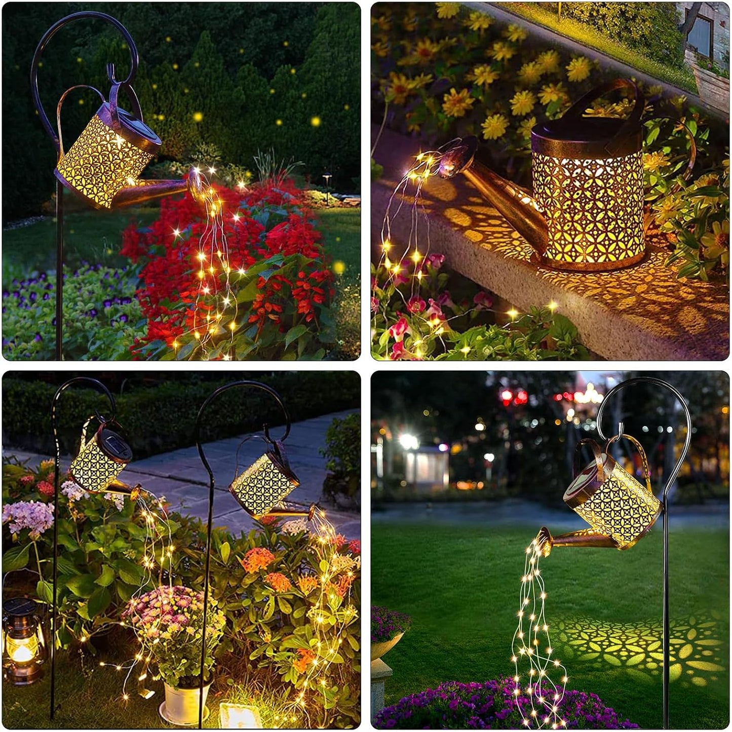 Solar Giesskanne mit Lichterkette, warmweiße