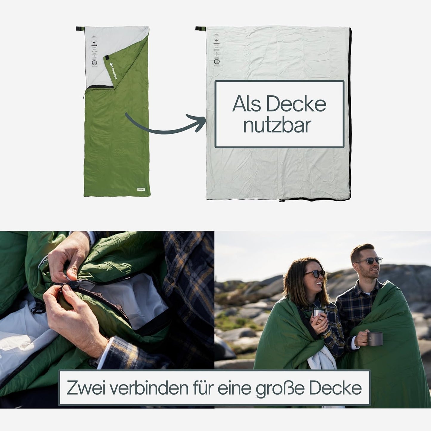 Ultraleichter Deckenschlafsack mit Anti-Klemm-Reissverschluss, Regular