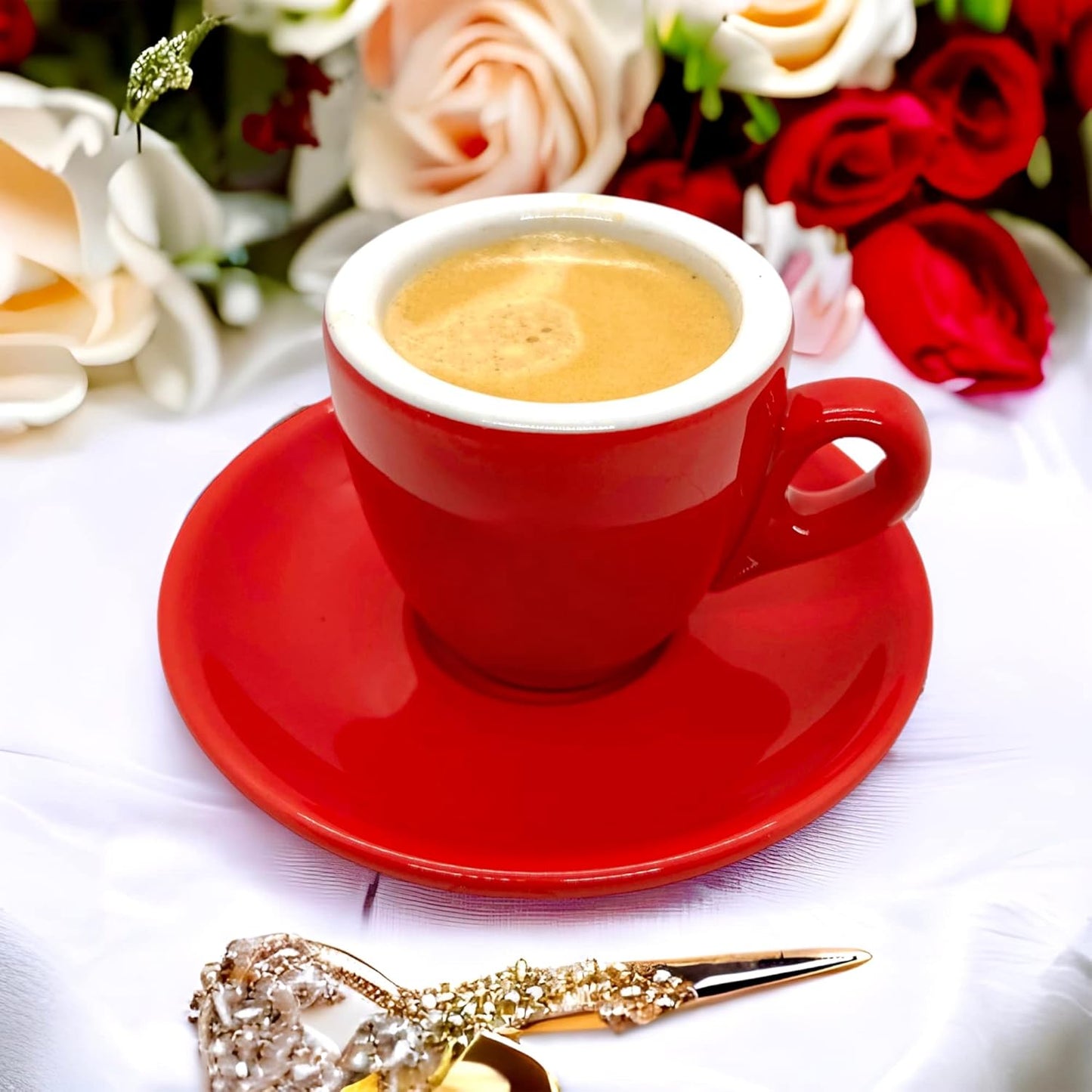 4-teiliges Espressotassen-Set, 2 Tasssen Rot