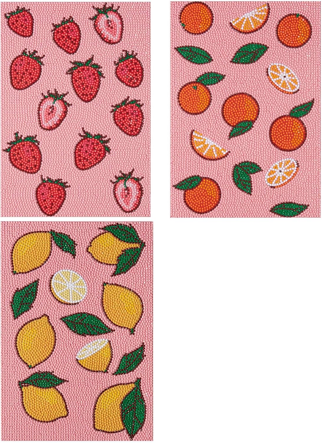 3er-Set Diamant Painting Set frisches Obst, Frisches Obst