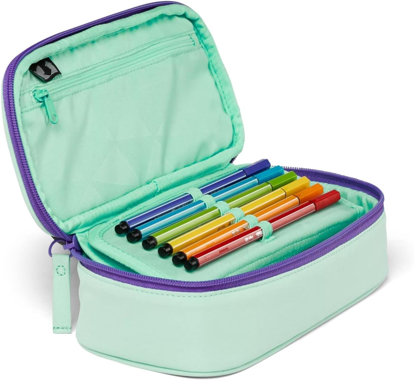 Schlamperbox mit Trennfach und Geodreieckhalter, Cool Down - Grau