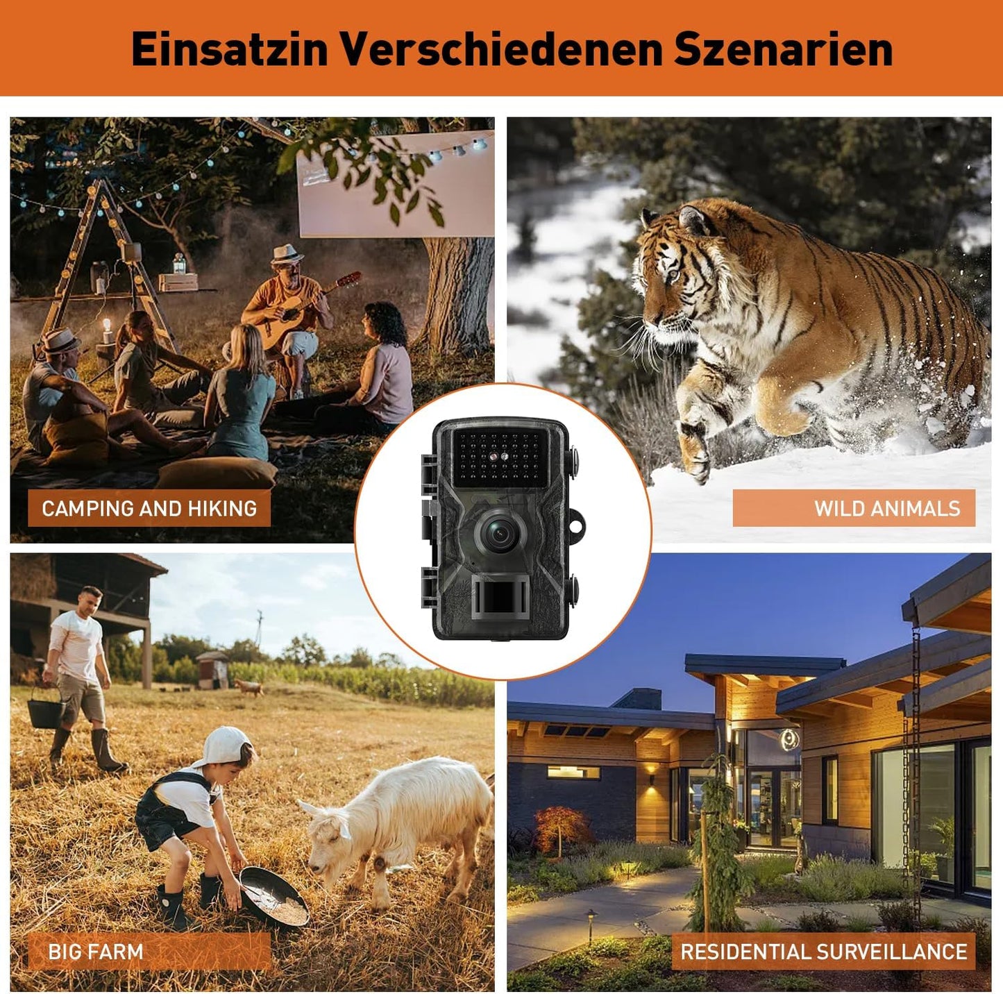 Wildtierkamera mit Nachtsicht und Infrarot, Armeegrün