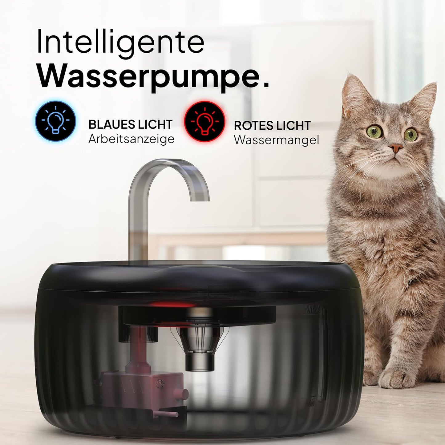 Aqua Flow Trinkbrunnen mit LED und Filter, Schwarz