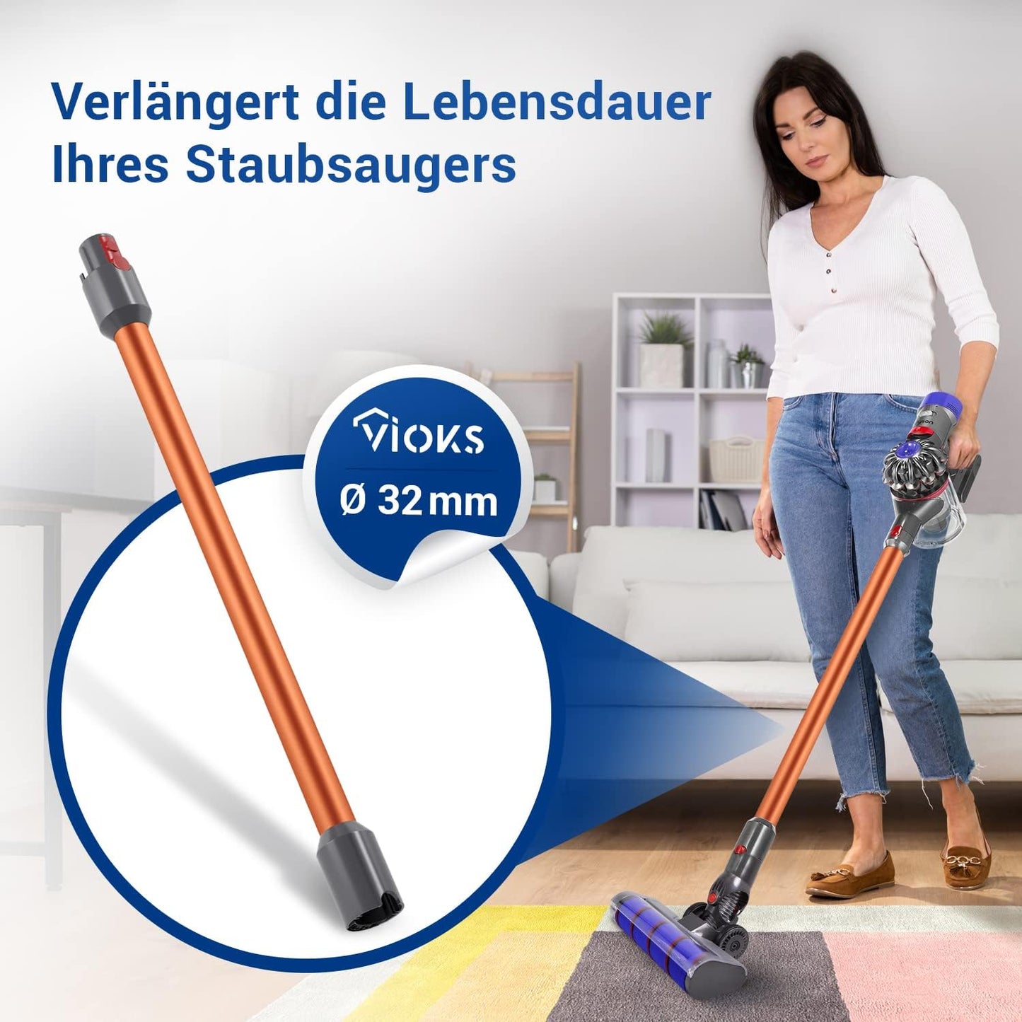Staubsauger Teleskoprohr für Dyson Modelle, Orange