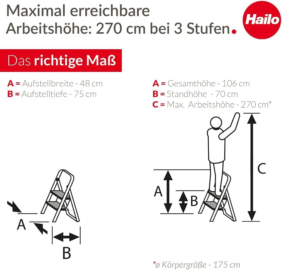 K70 Alu-Klapptritt-Leiter, 3 Stufen Silber