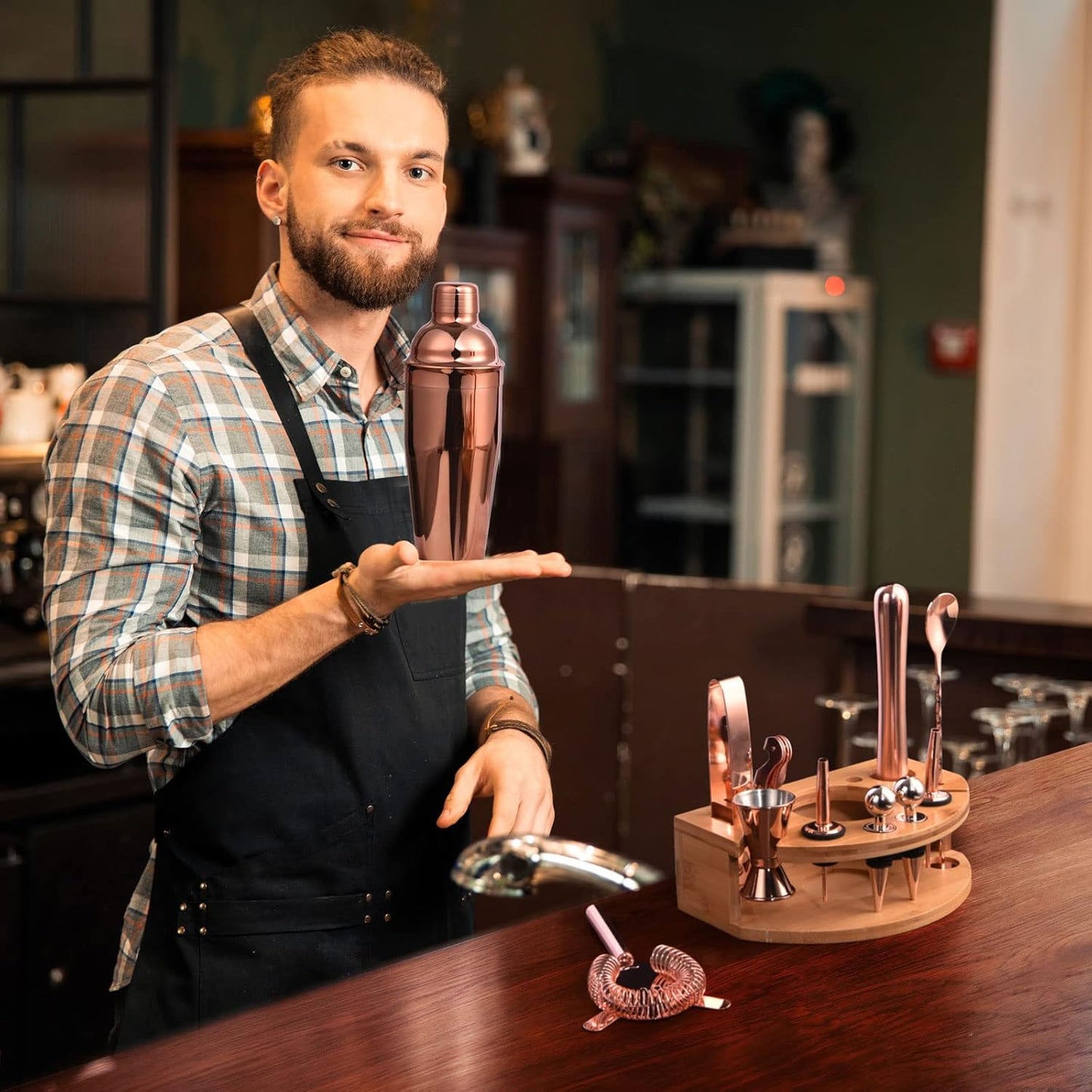 Cocktail Shaker Set, Roségold 12 Teiliges