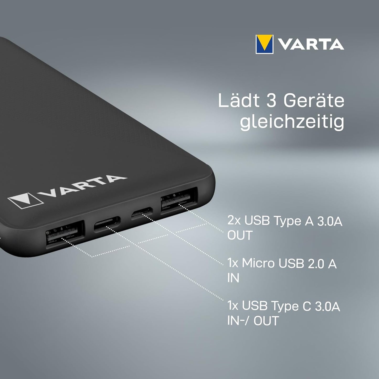 Powerbank 10000mAh mit 4 Anschlüssen, 10.000mAh 1 Stück