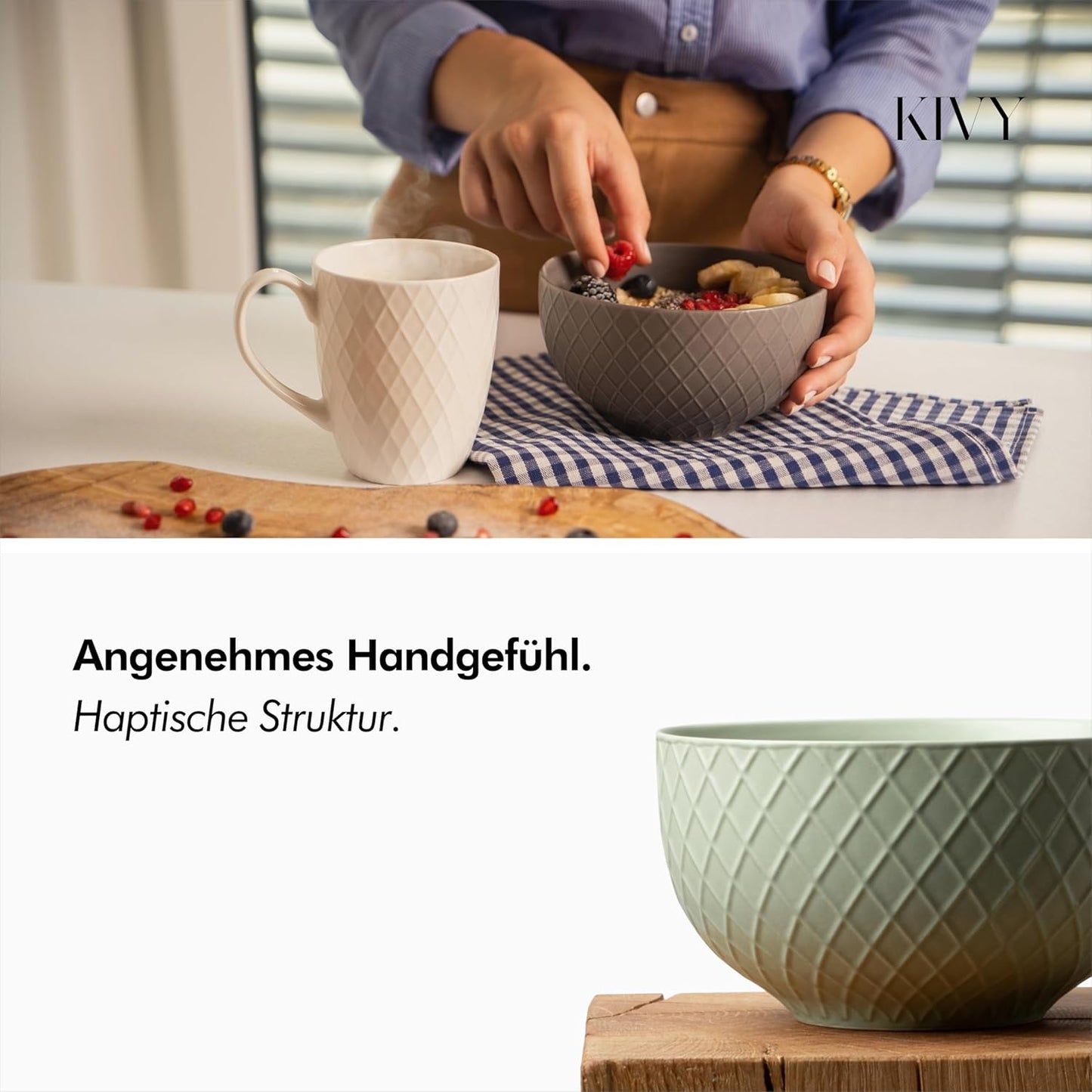 Müslischalen-Set (6 Stück, 850ml) Keramik Schalen, Schalen Cremeweiß