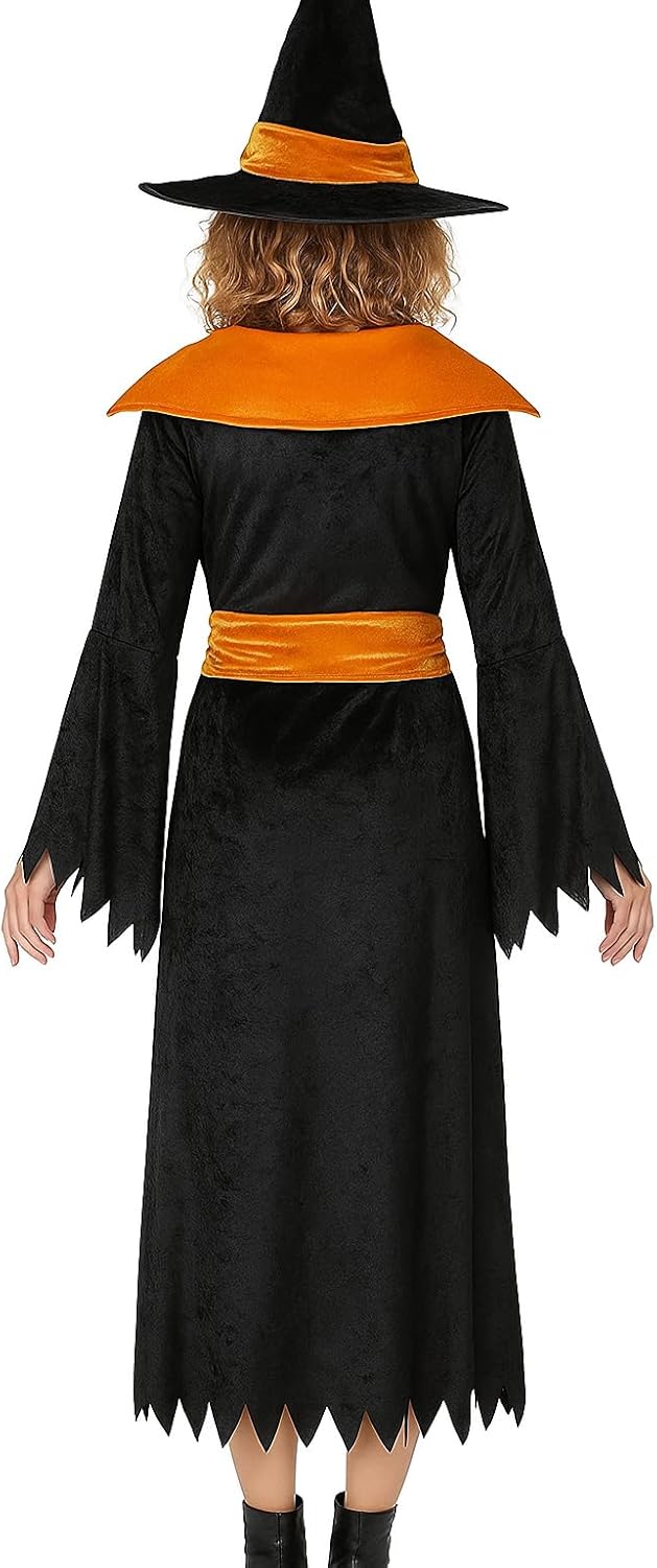 Hexen Kostüm mit Hut für Damen, S Gold
