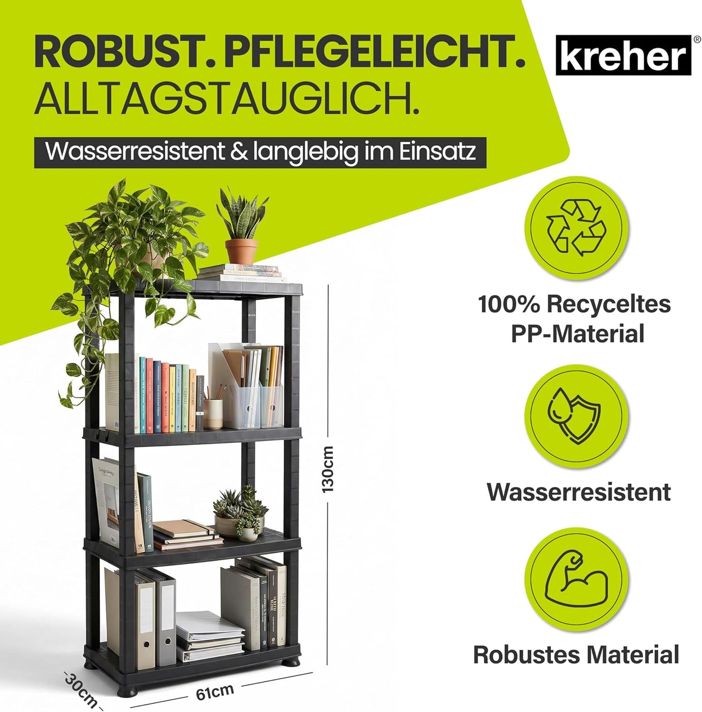 Steckregal mit 4 Böden für Haushalt & Garage, Schwarz 1
