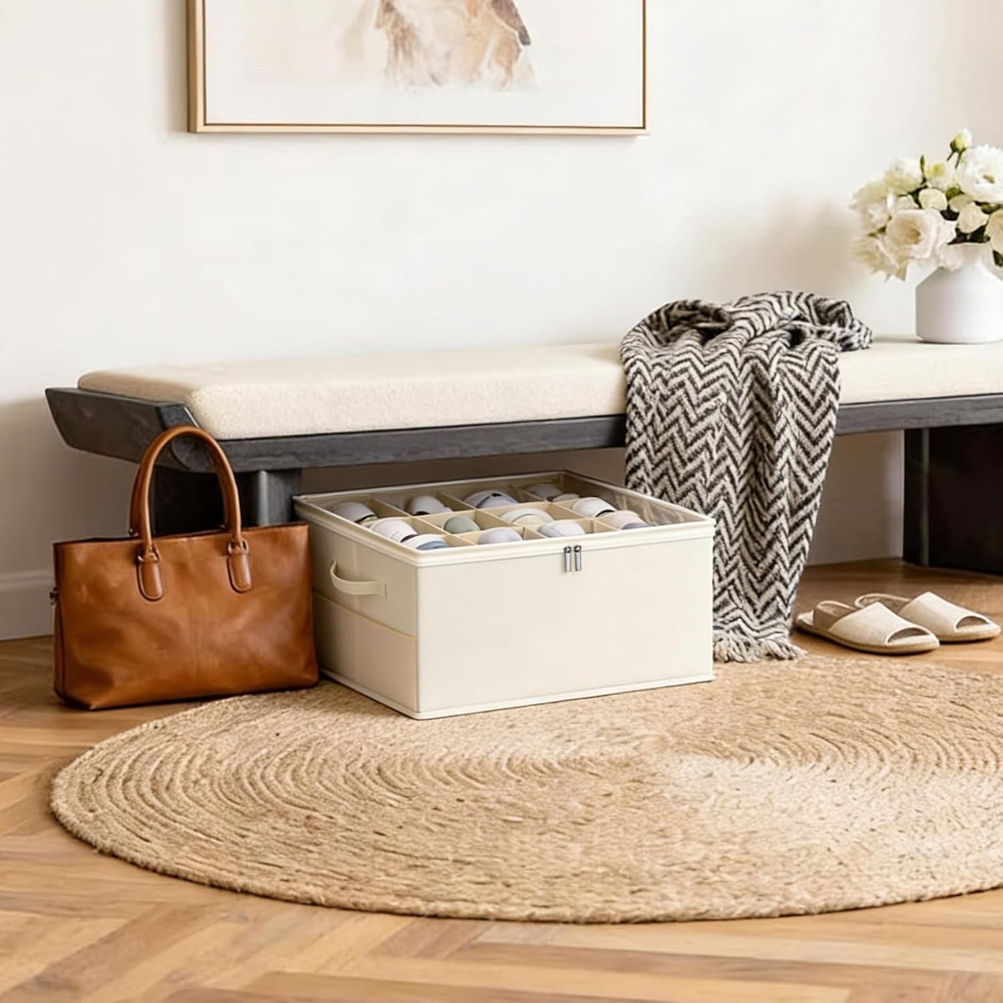 Schuhorganizer für 12 Paar, Beige
