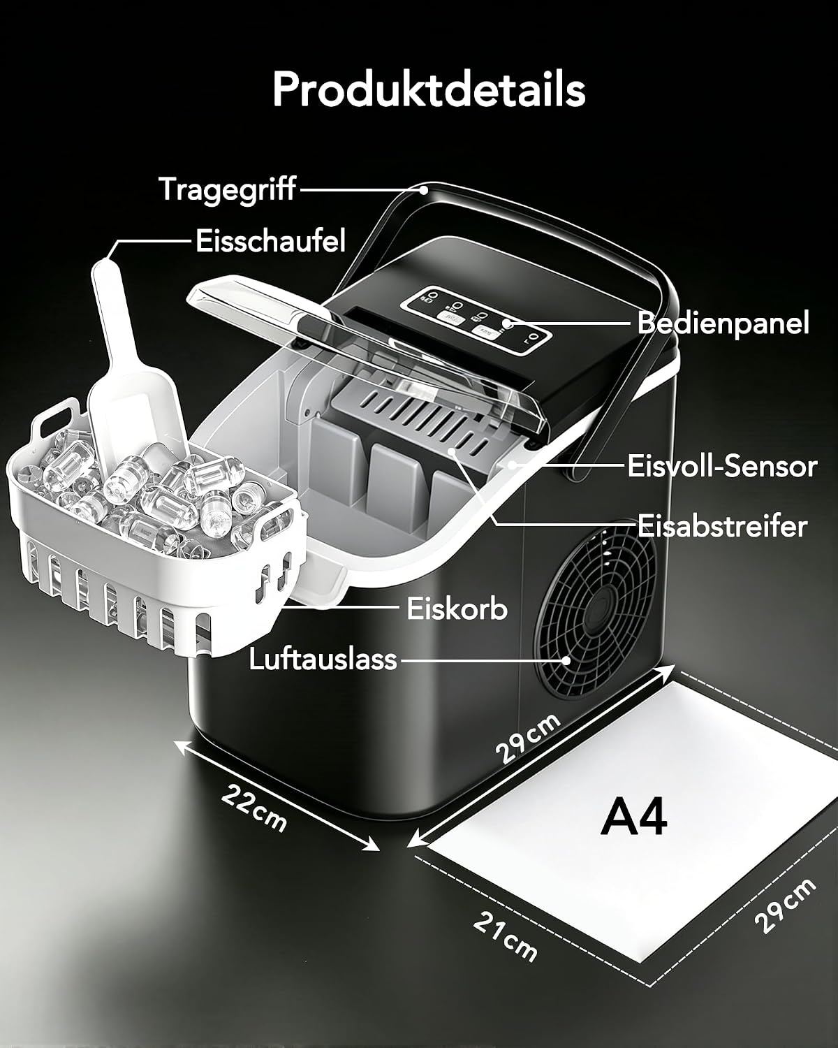 Eiswürfelmaschine, Tiefschwarz